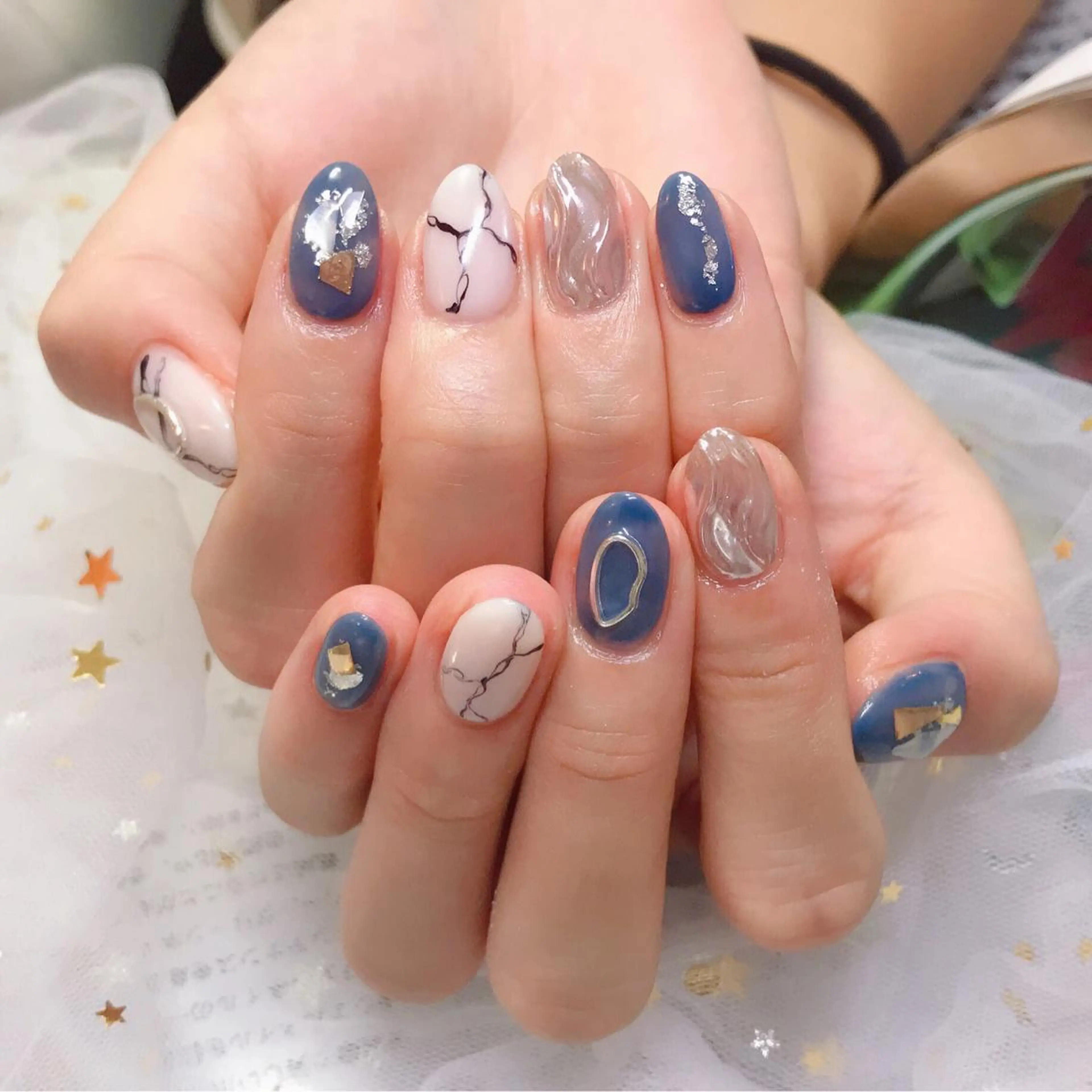 カラー ネイル アートネイル クリアネイル 大理石ネイル(マーブル) ミラーネイル Q Free nailsのネイルデザイン