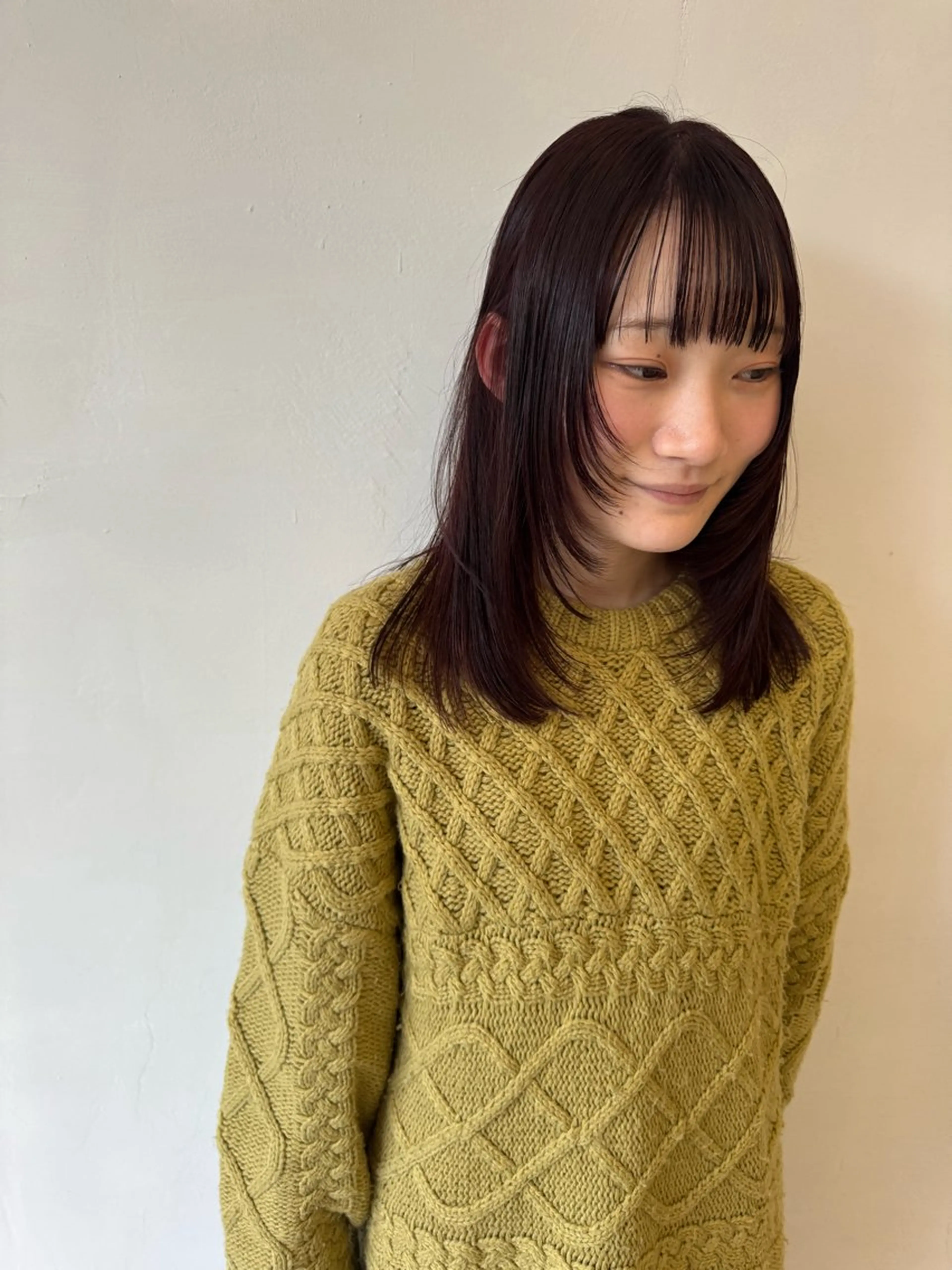 ミディアム カラー 顔周りカット レイヤーカット ill/ダブルカラー 髪質改善/小島のヘアスタイル