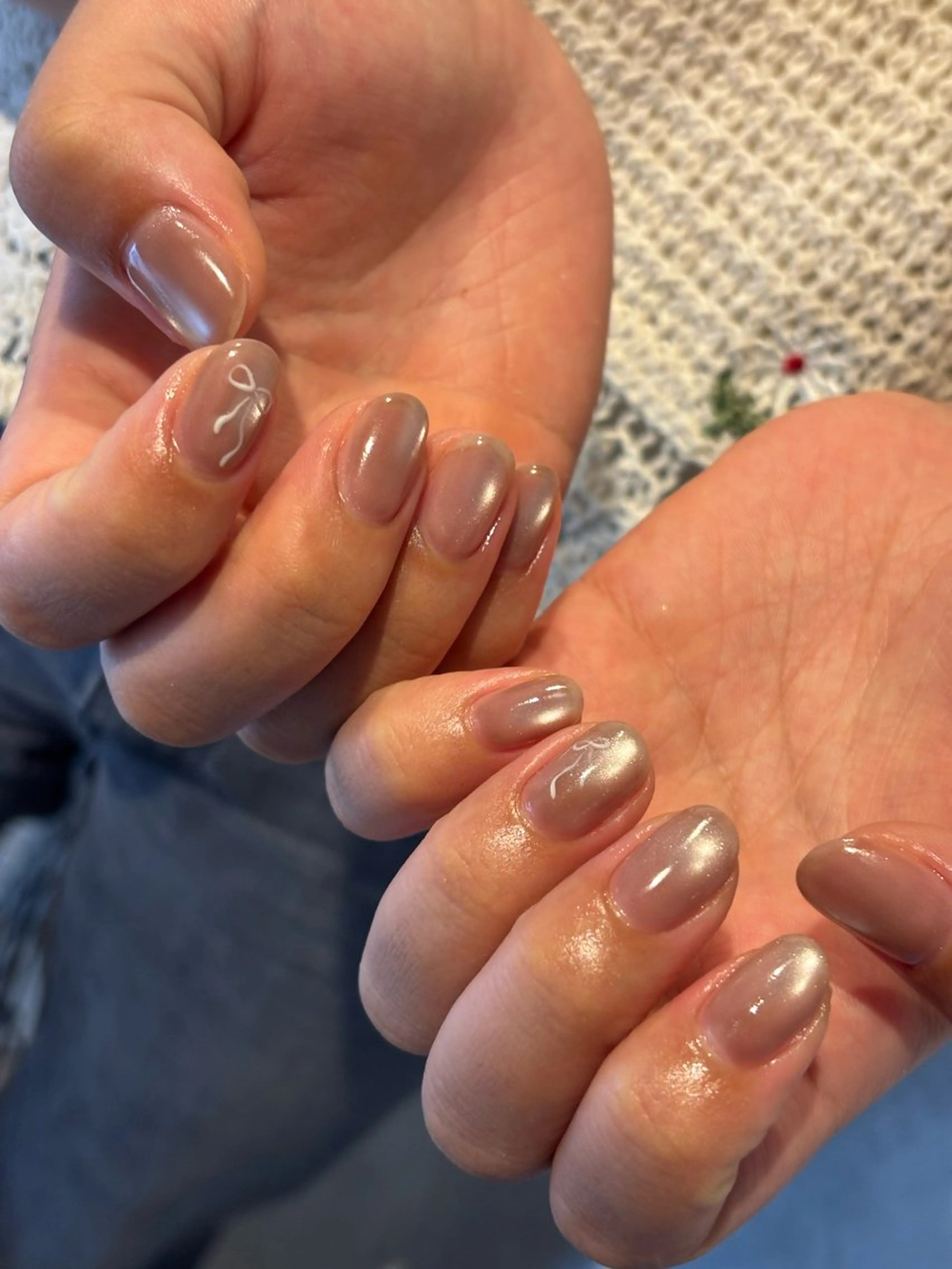 ネイル マグネットネイル リボン シンプルネイル Umi Nail /Akariのネイルデザイン