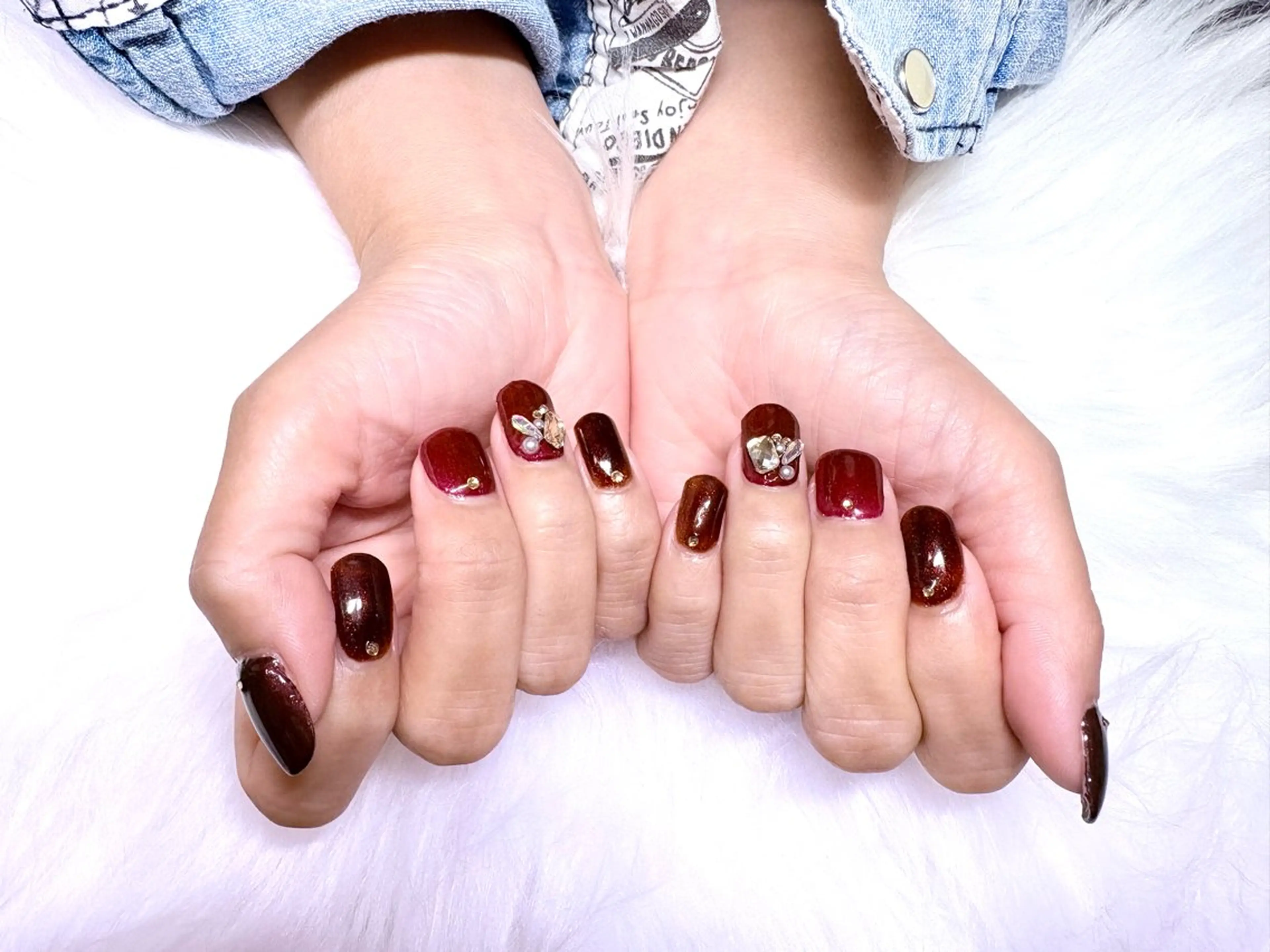 ネイル ボルドー ブラウン ハンドネイル Nailsalon Dahliaのネイルデザイン