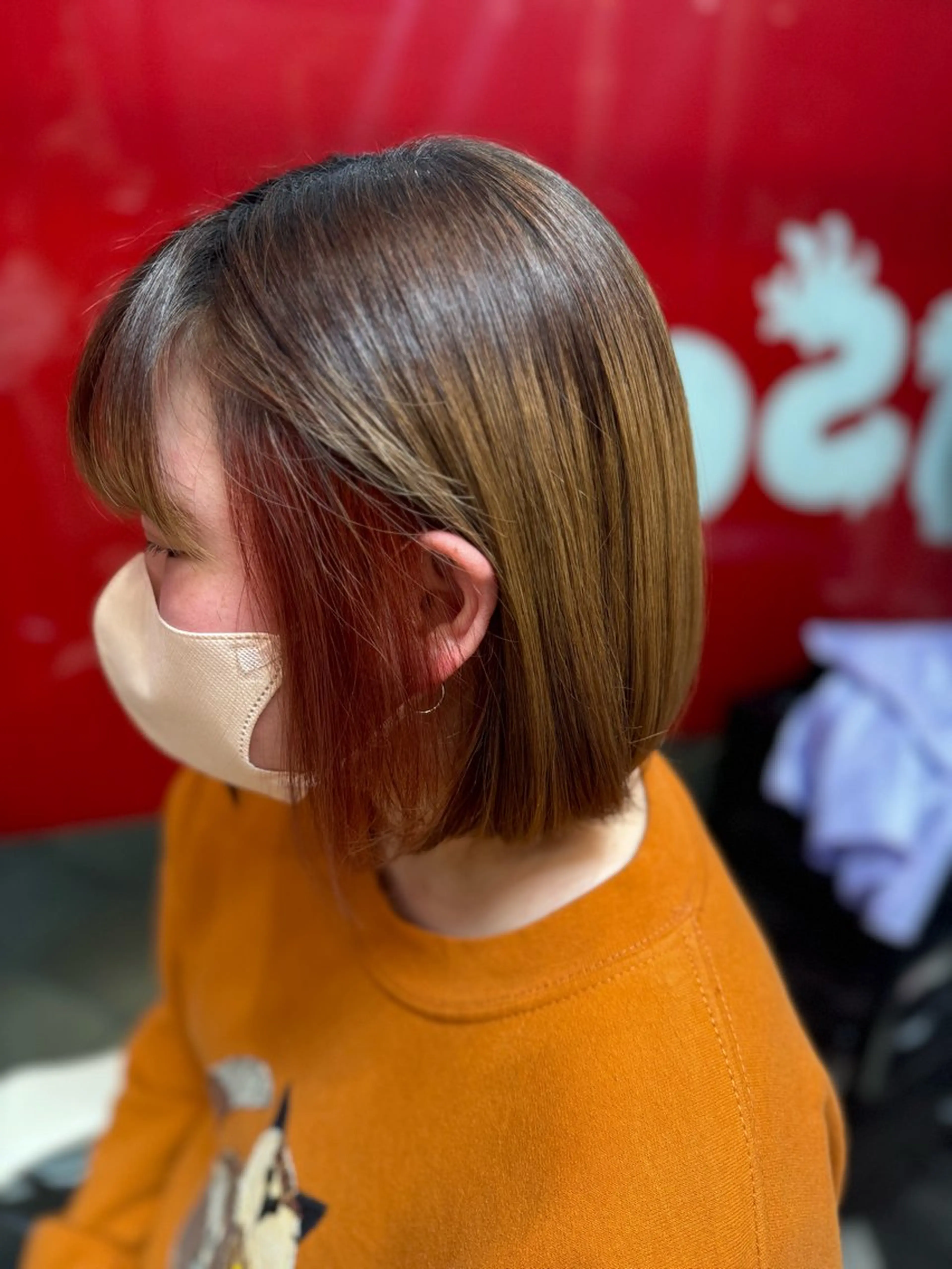 ショート カラー ブリーチ ケアブリーチ インナーカラー オレンジ 藤川 瑛梨奈のマツエク・マツパデザイン