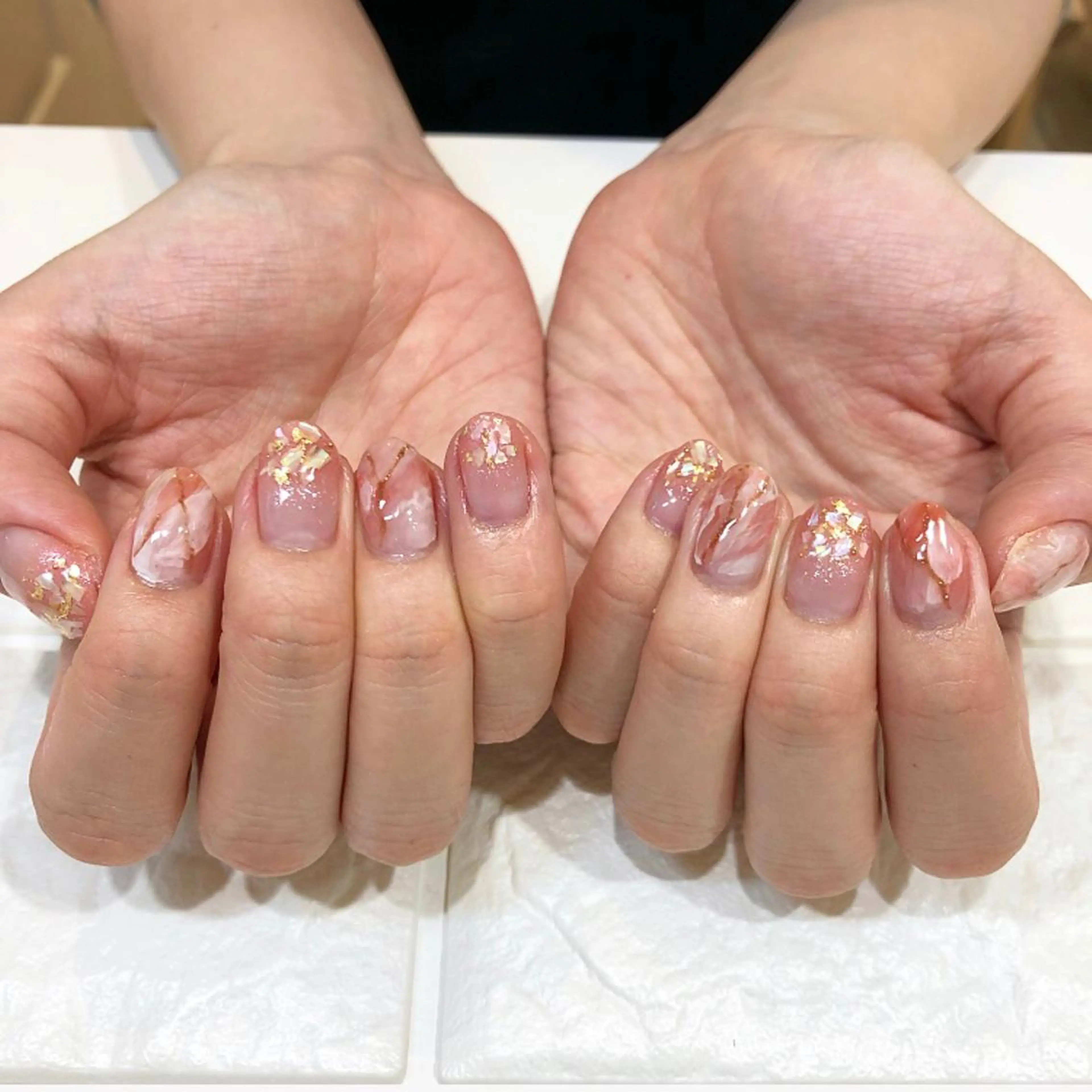 ネイル アートネイル キラキラネイル ラメ(グリッター) 大理石ネイル(マーブル) ピンク rina eye&nailのマツエク・マツパデザイン