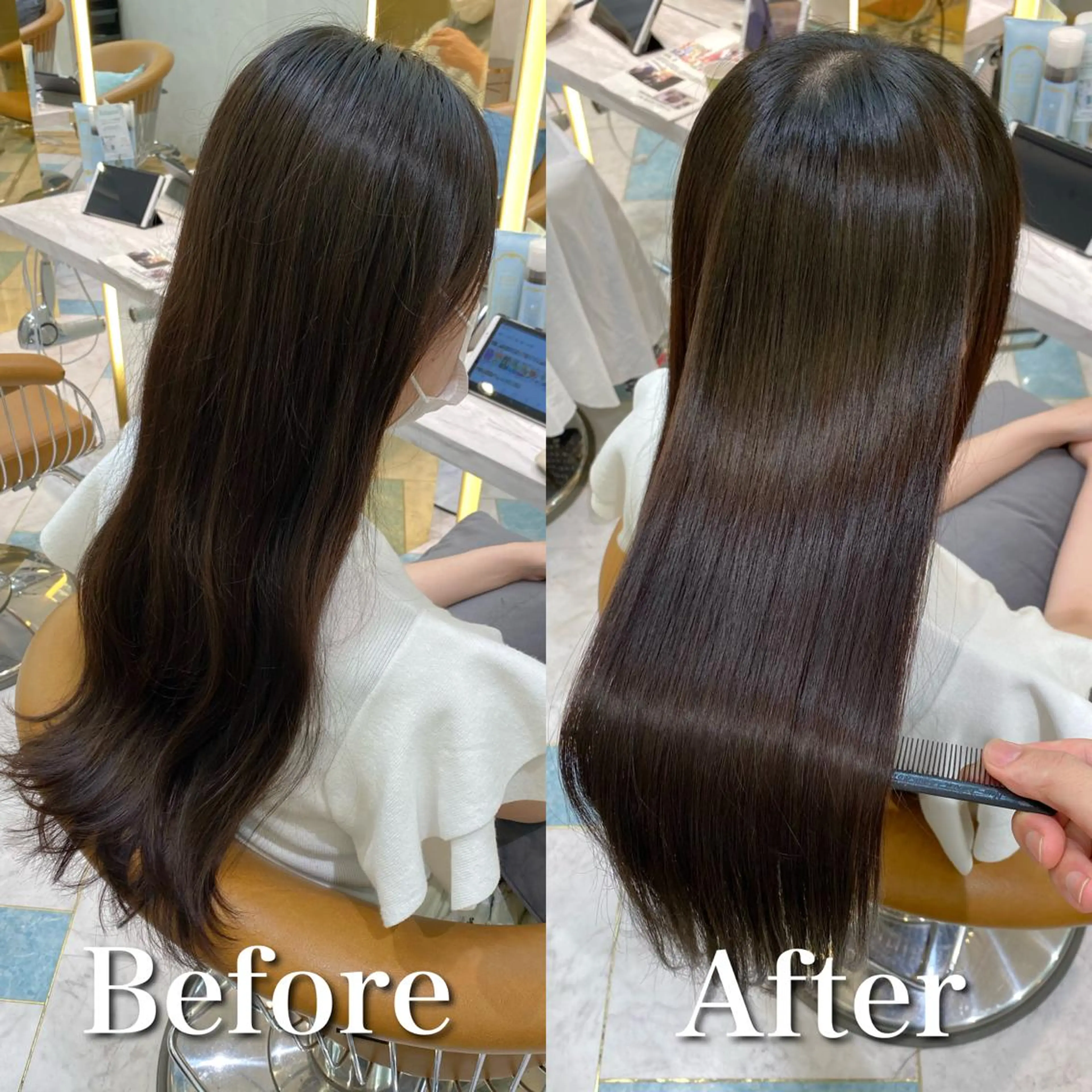 🥺他店の失敗 改善します❗️髪質改善カット＋縮毛矯正ストレートパーマ ＋高保湿スチームトリートメントの写真