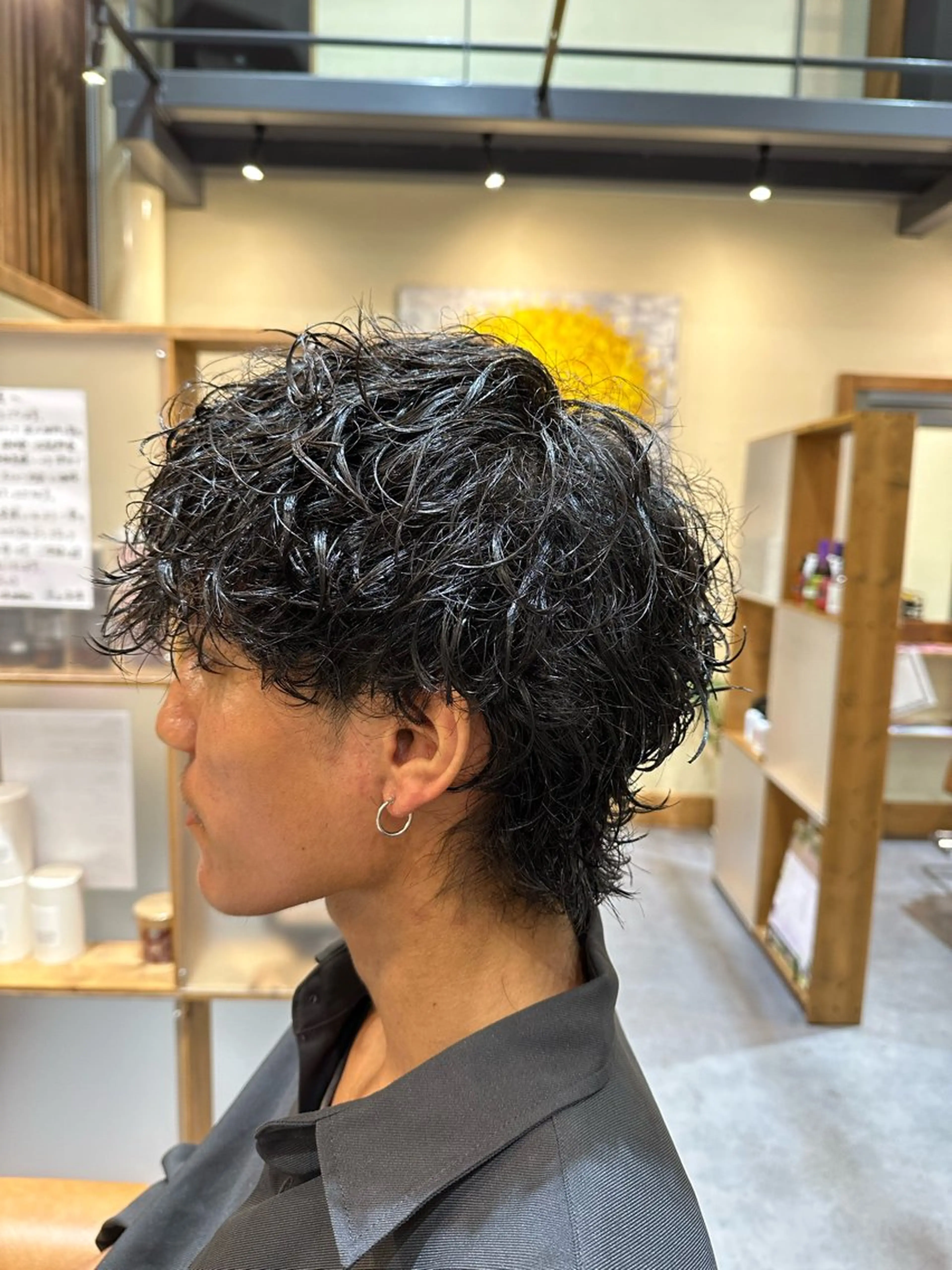 ショート パーマ メンズ マッシュウルフ マッシュ メンズパーマ 波巻きパーマ メンズウルフカット I-FLAT 松本大輝のヘアスタイル