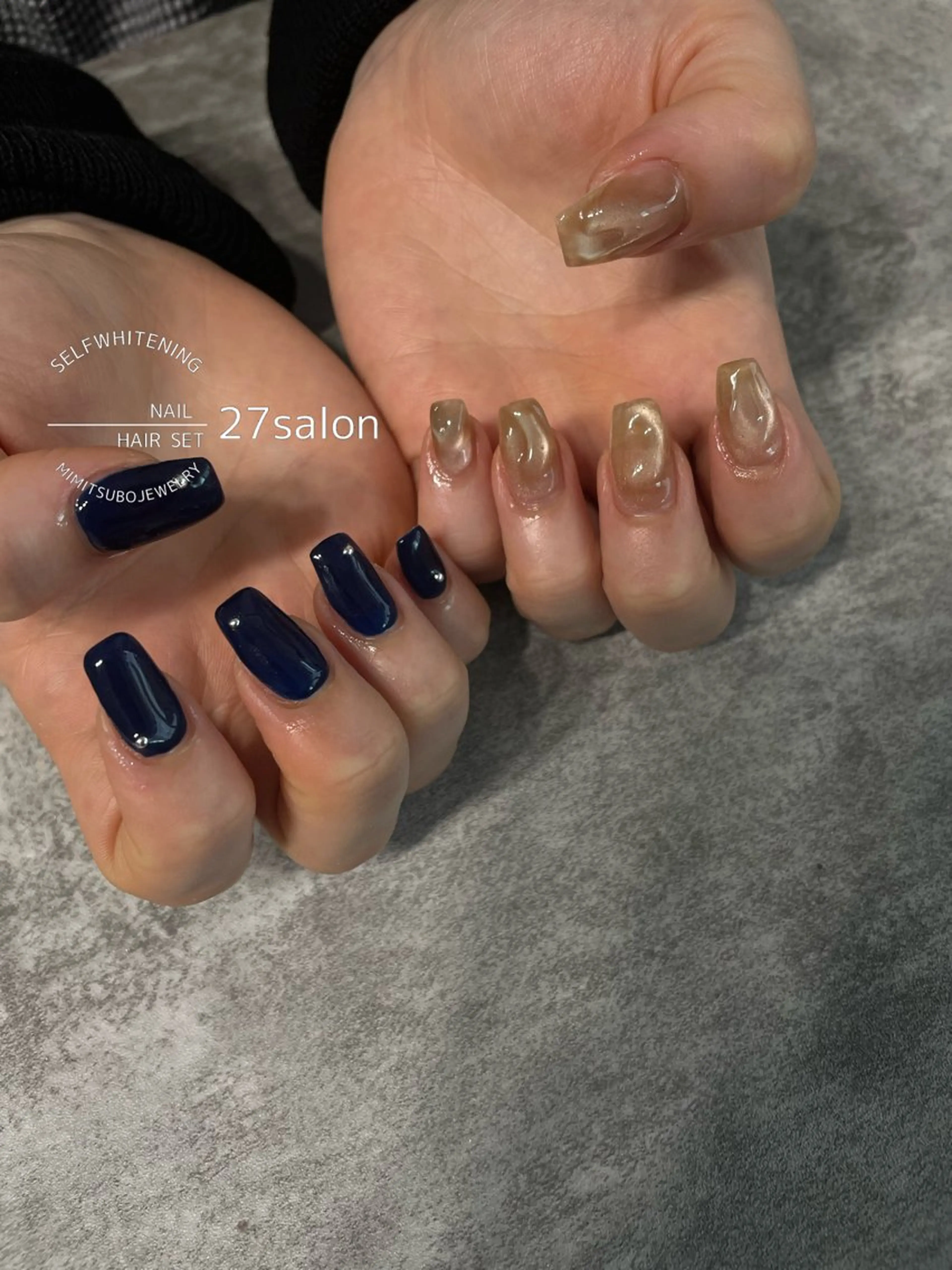 ネイル ネイビー ニュアンスネイル ハンドネイル 27salon yuinaのネイルデザイン