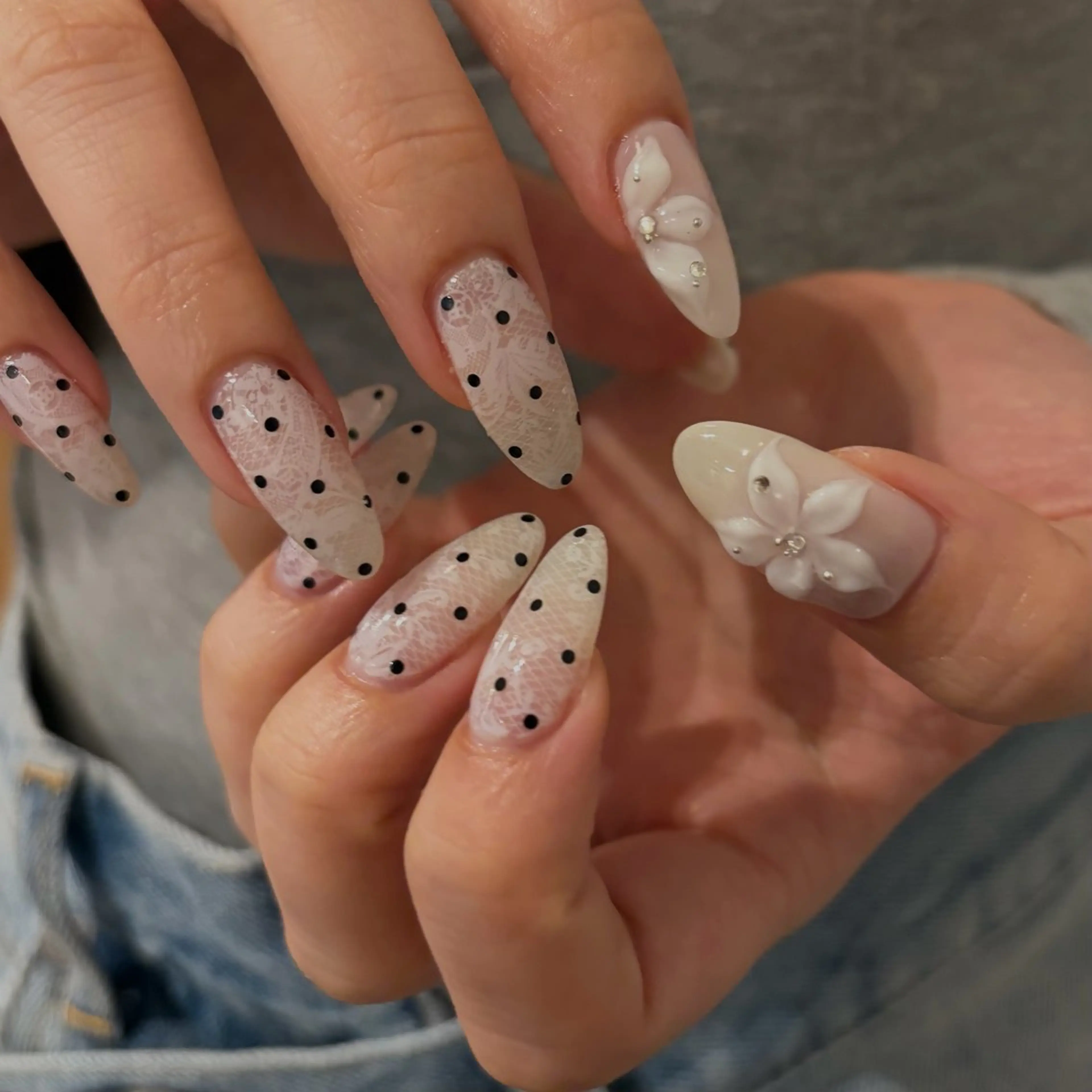 ネイル ドット レース ハンドネイル ballie／小野原 なつみのネイルデザイン