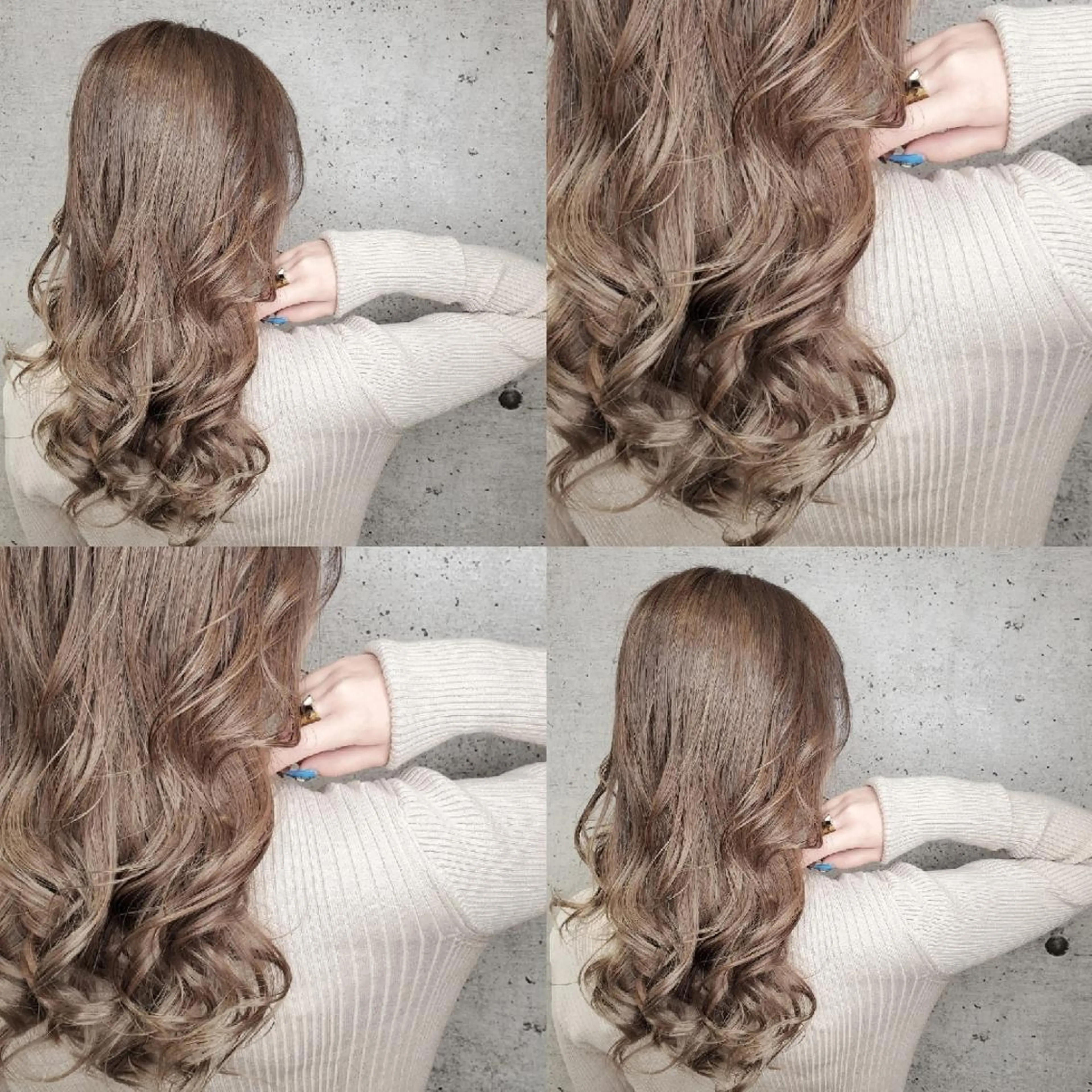 ロング カラー ヘアカラー ツヤ髪✨縮毛矯正 ハイトーンカラーのヘアスタイル