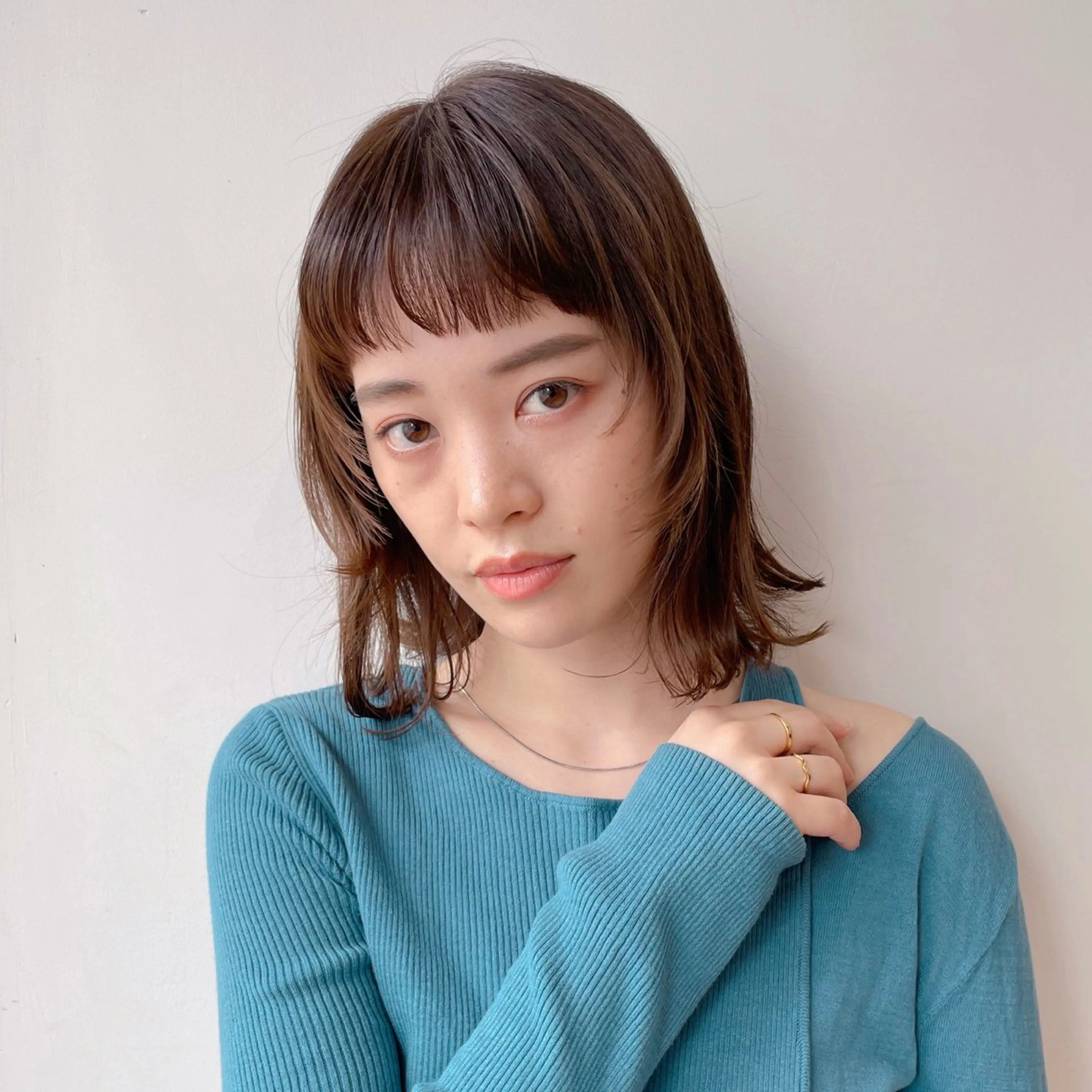 ミディアム 顔まわりレイヤー レイヤーカット ボブ/ミディアム 親しみやすさ/さくらのヘアスタイル