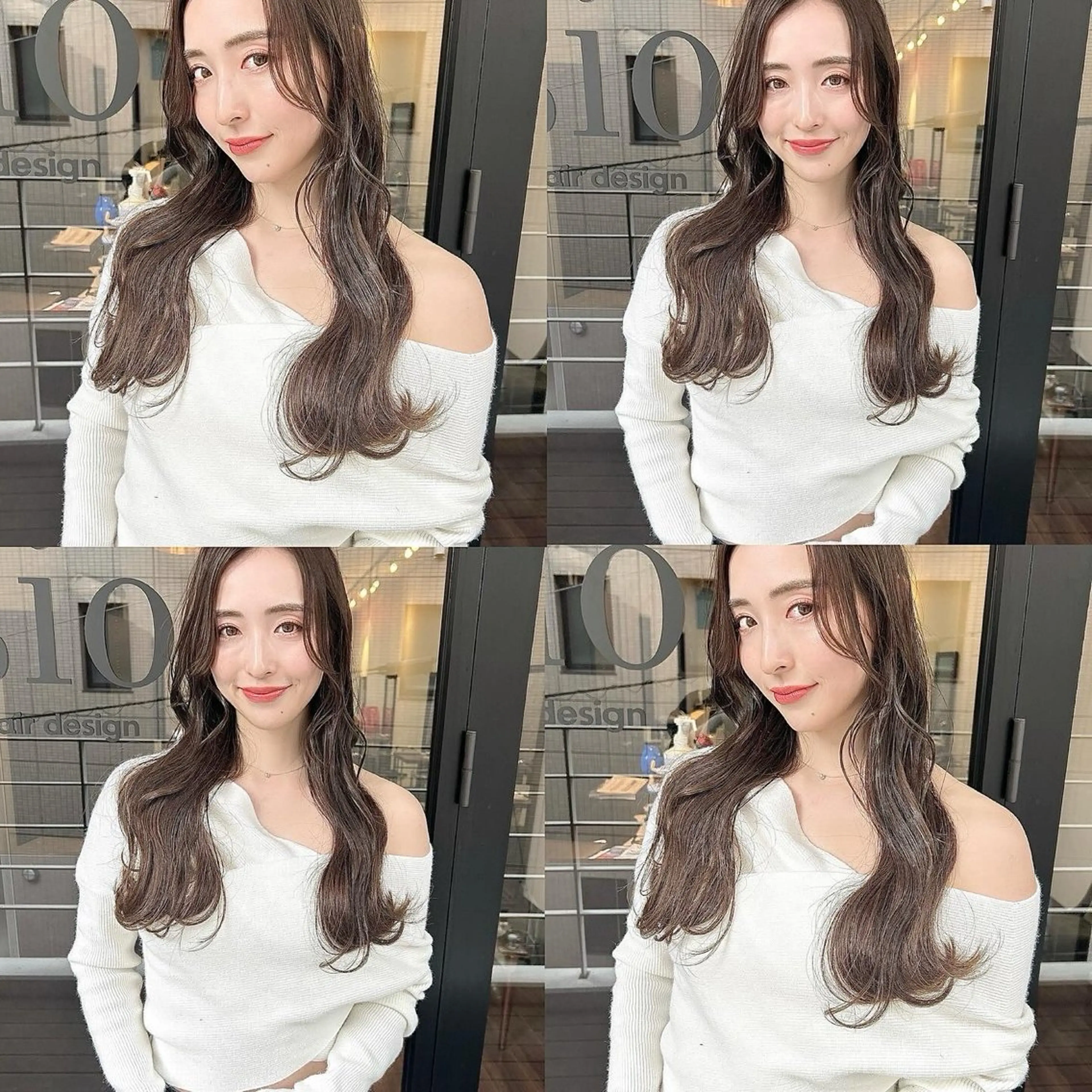 ロング カラー 韓国🇰🇷レイヤー カットオリーブカラーのヘアスタイル