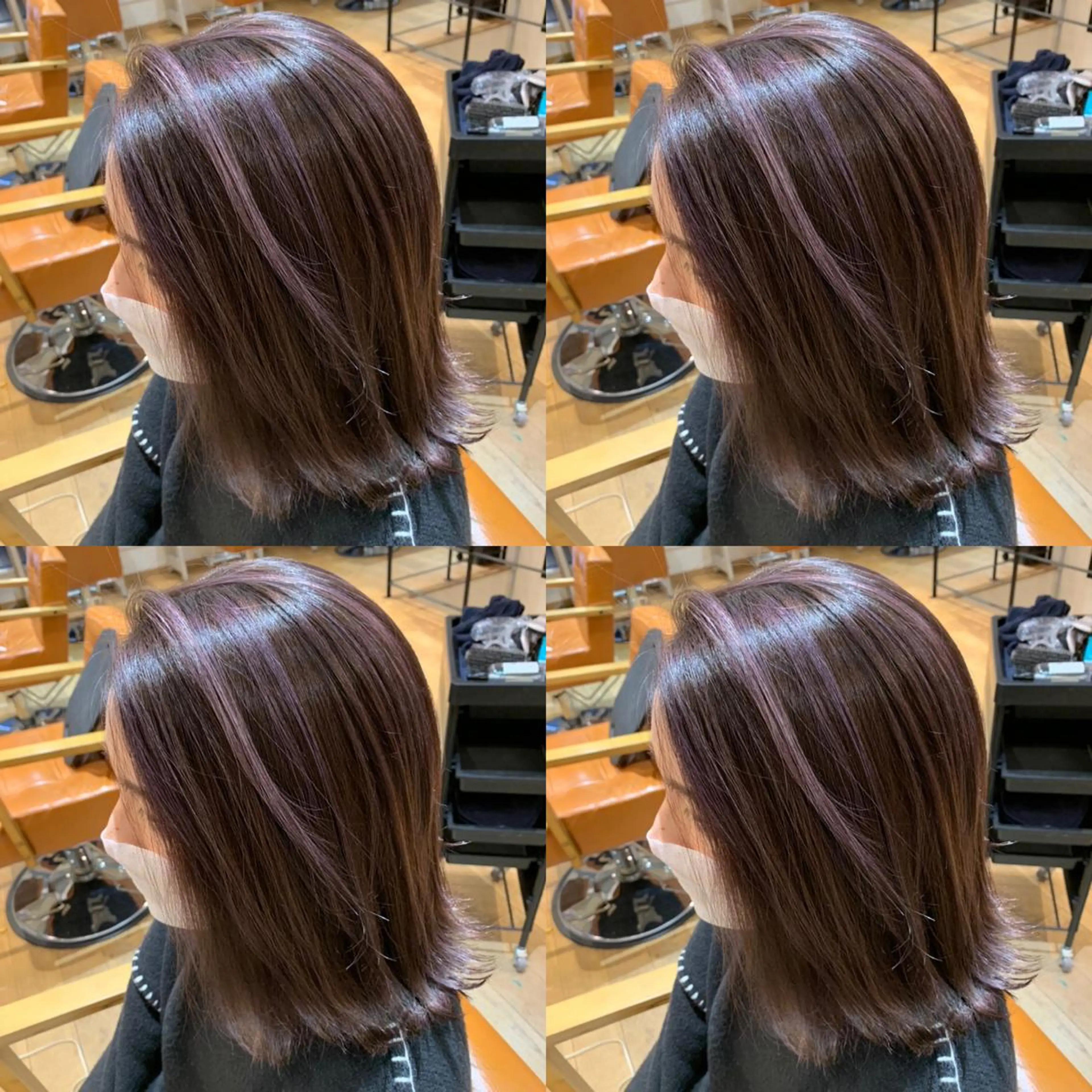 ショート パープルカラー ハイライト ✨縮毛矯正✖︎顔周り レイヤー✨ナカムラのヘアスタイル