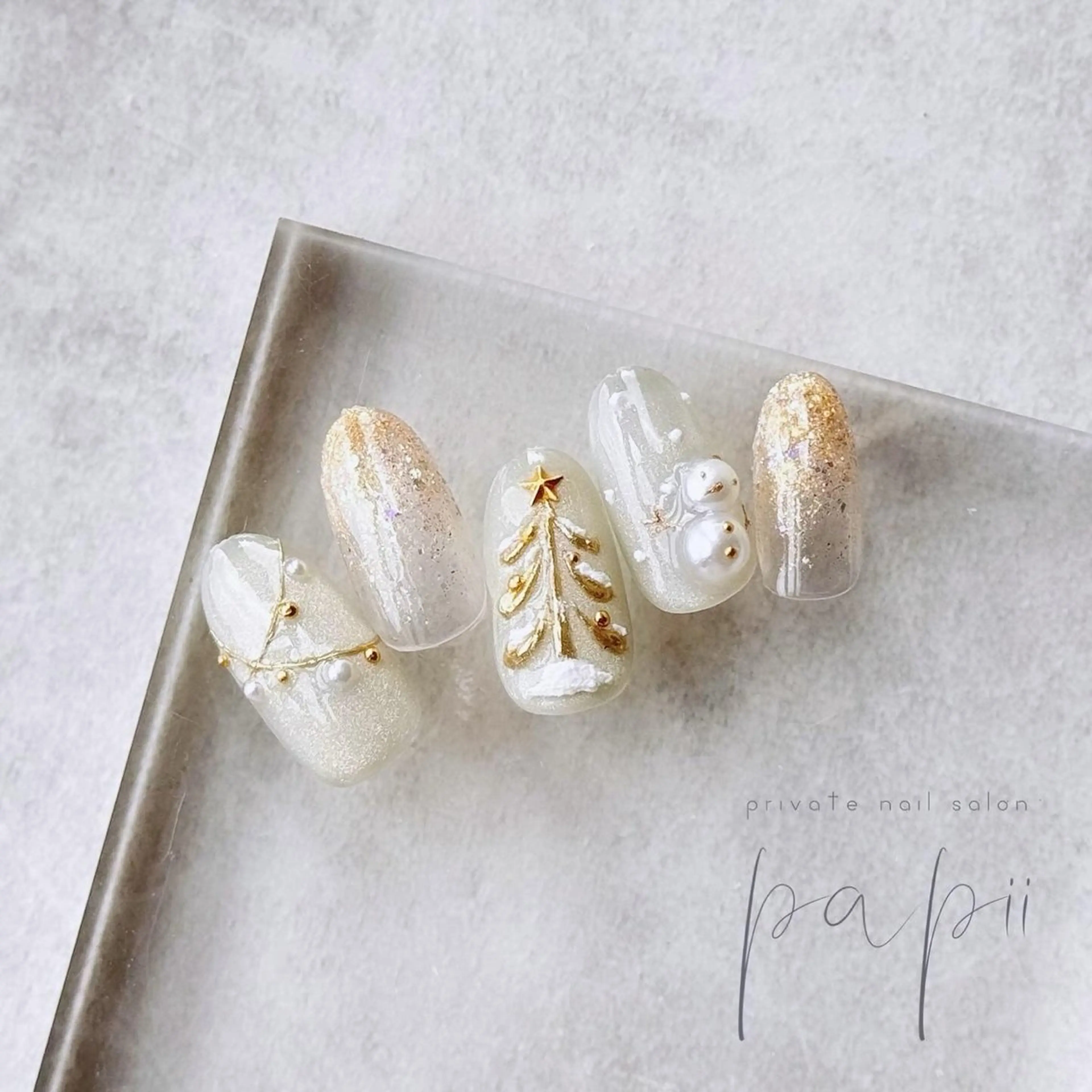 ネイル 冬ネイル クリスマス ハンドネイル private nail salon papii所属・papii☆ kurodaのネイルデザイン