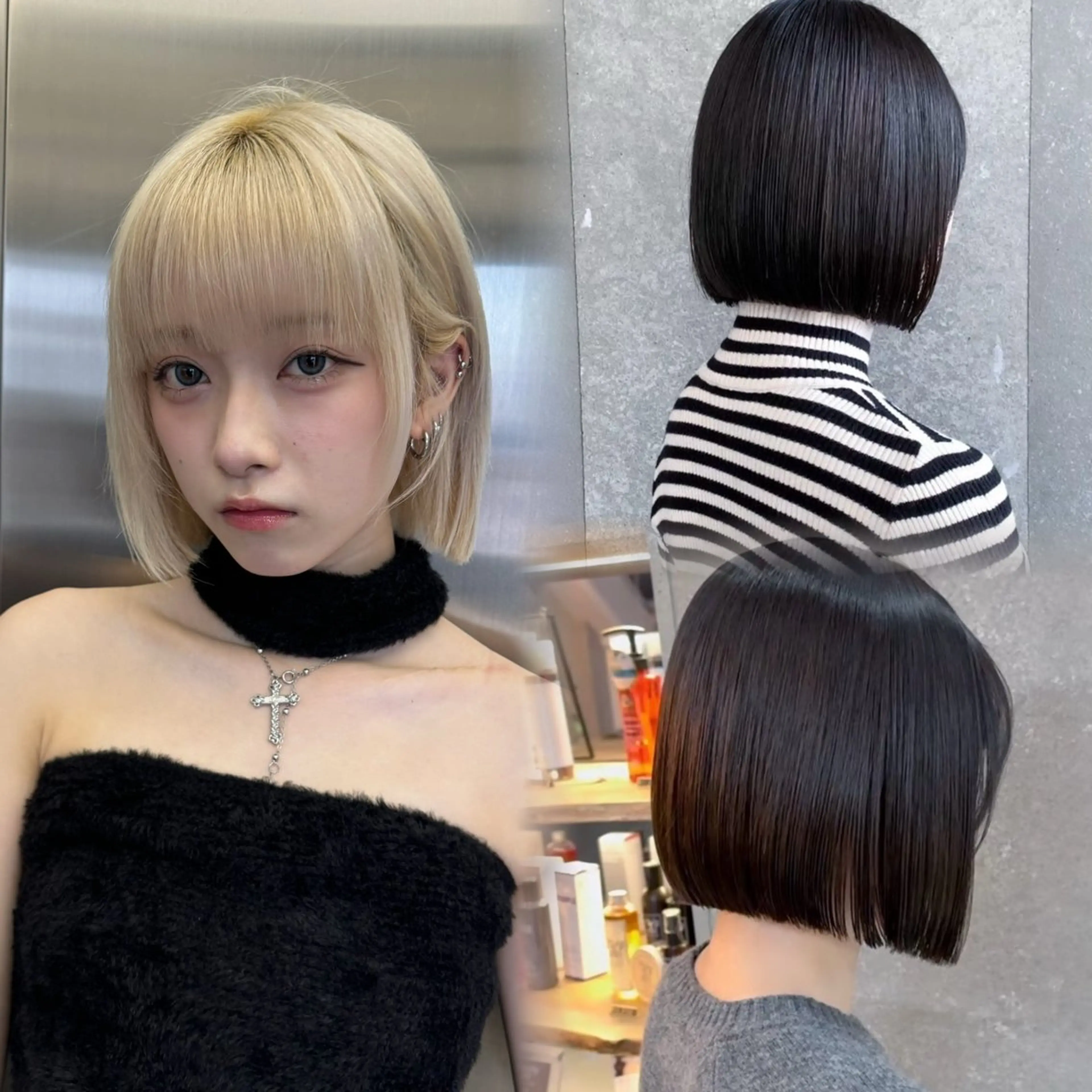 ミディアム 切りっぱなしボブ ボブ くびれヘア タンバルモリ 似合わせカット カット トリートメント 韓国レイヤー/髪質 改善🎀ちなみのヘアスタイル