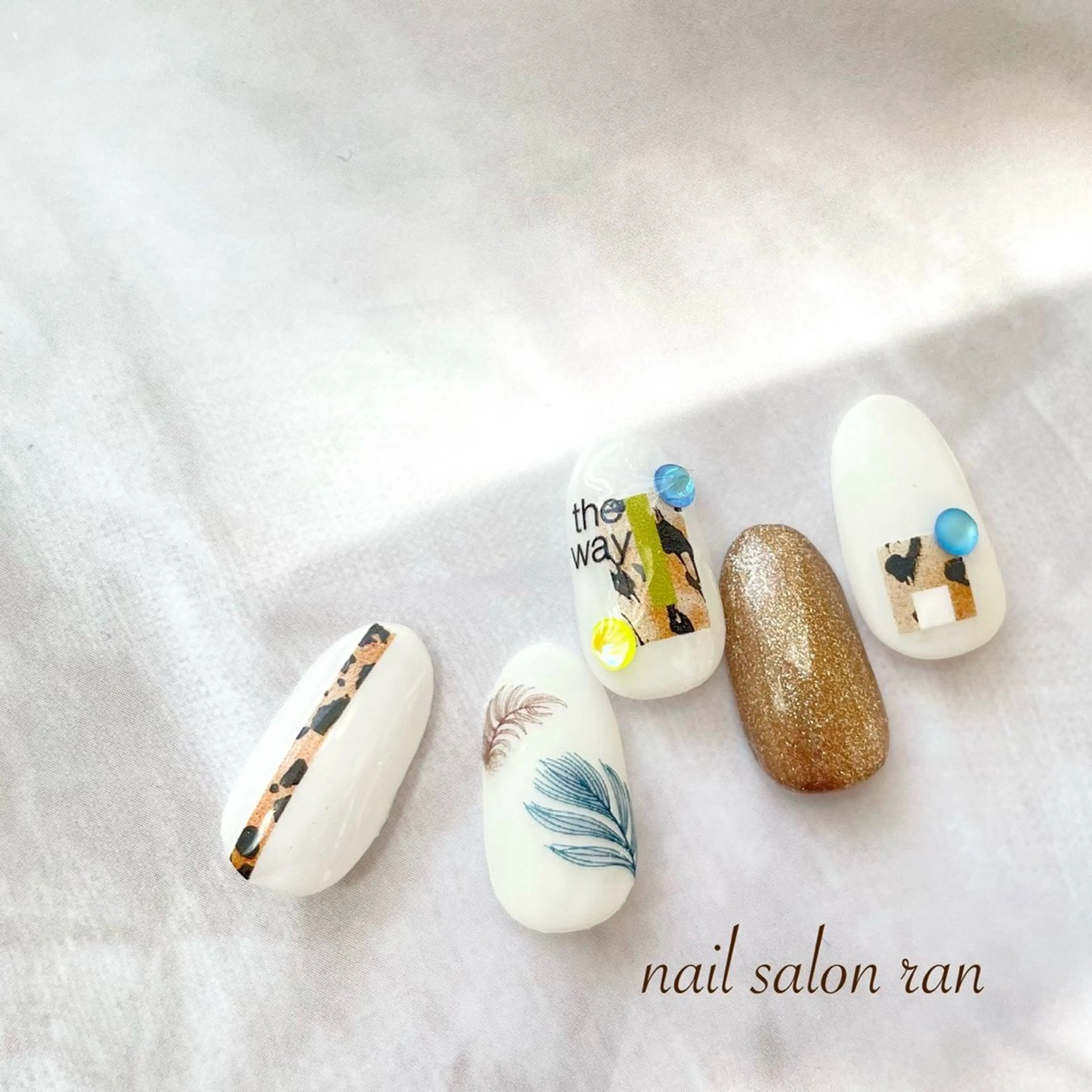 ネイル アニマル柄 ゴールド ホワイト nailsalon ranのネイルデザイン