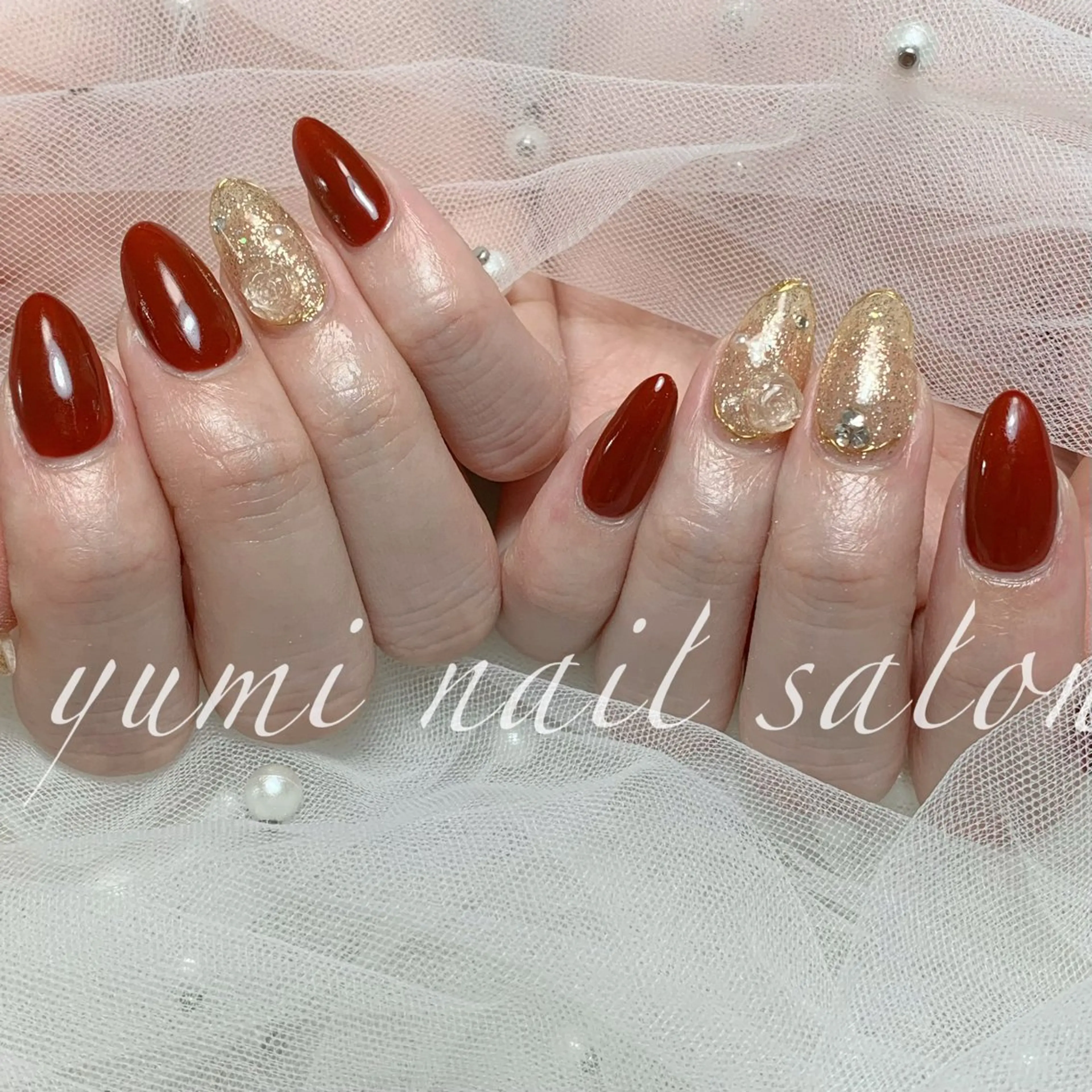 ネイル shineジェル& チップ長さだしのネイルデザイン