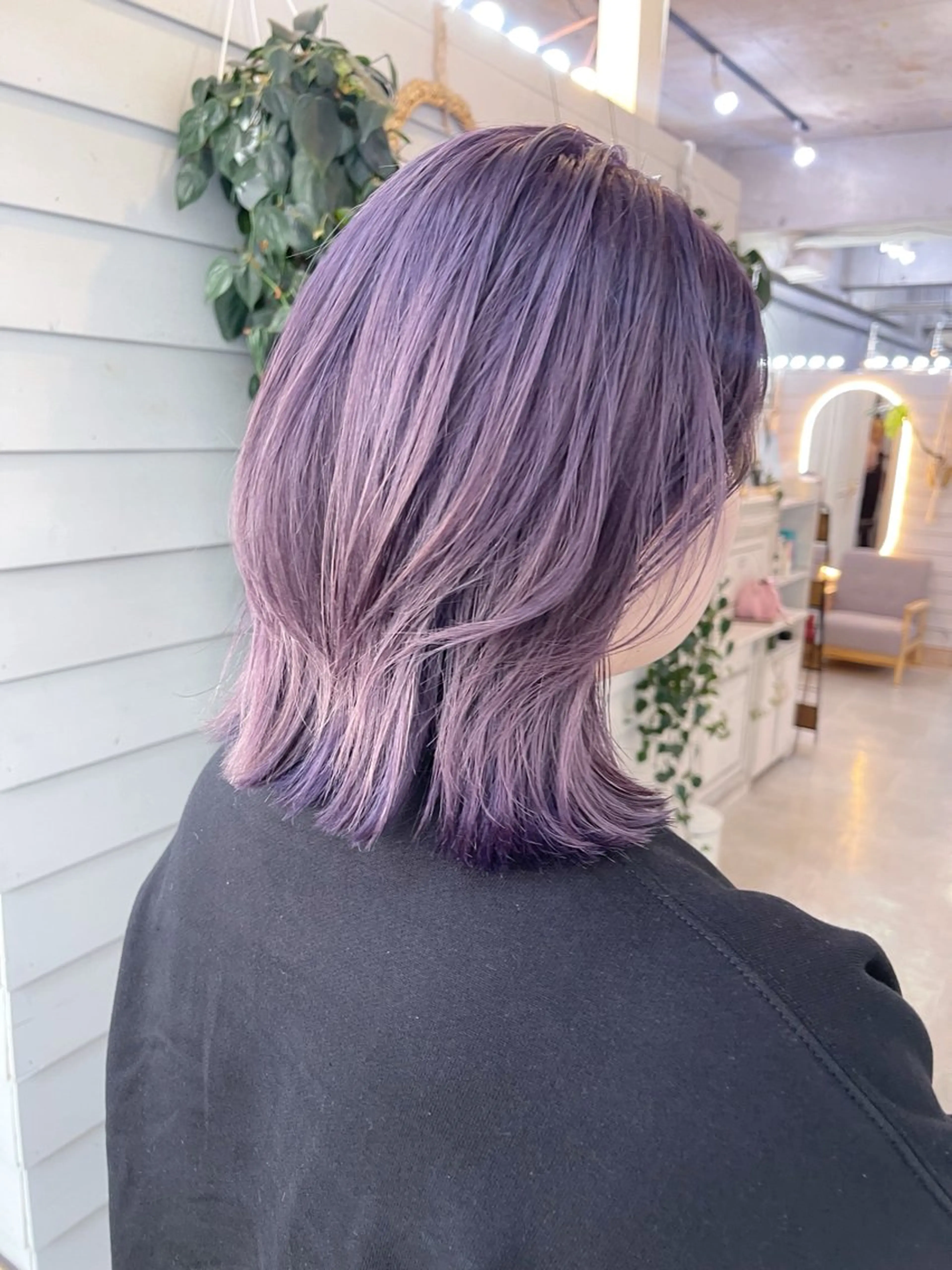 ミディアム カラー ラベンダーカラー ヘアカラー トリートメント AiM 大名　似合わせカットのヘアスタイル