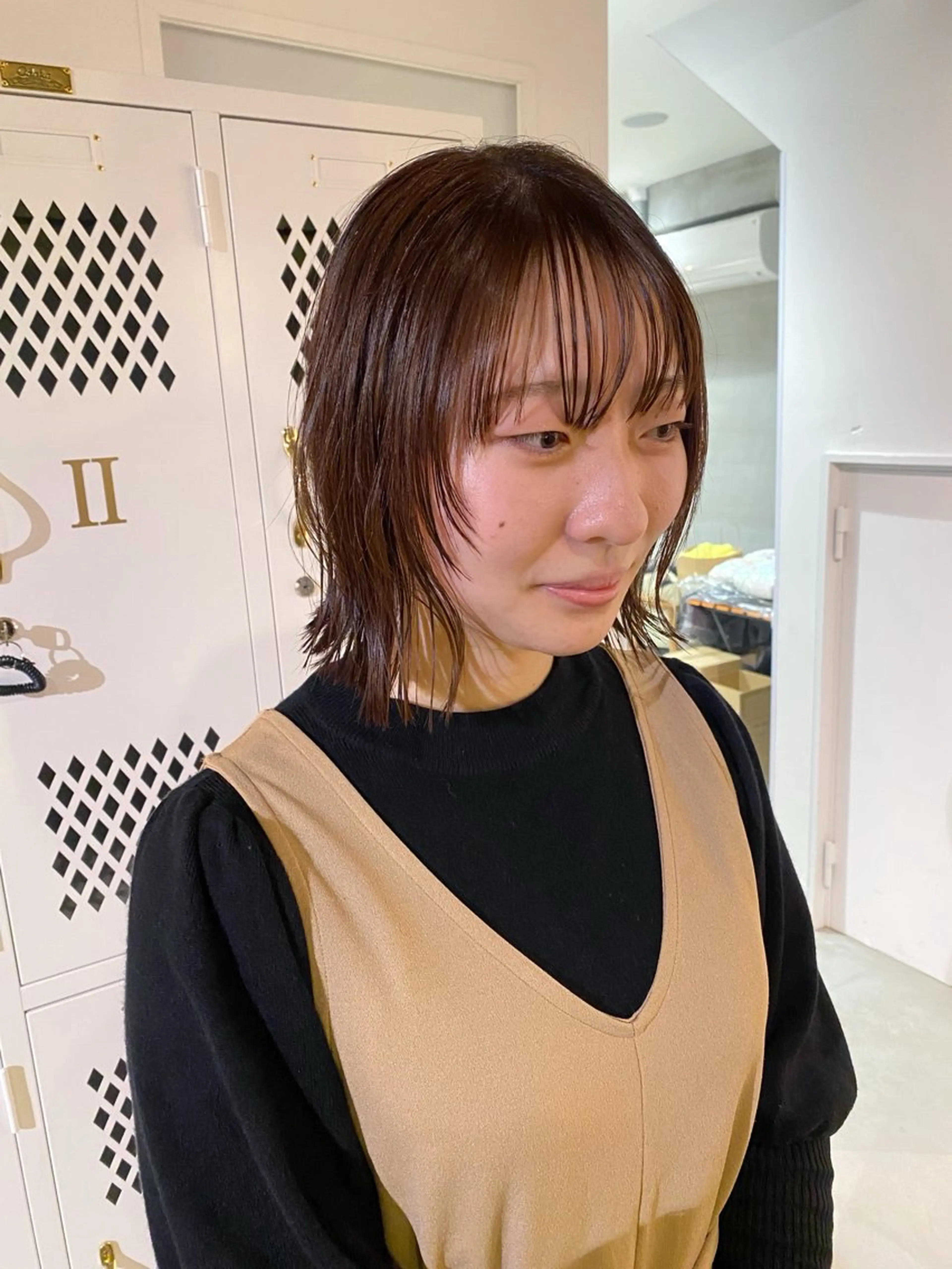 ミディアム ボブ 顔まわりレイヤー レイヤーカット 安藤 結花のヘアスタイル