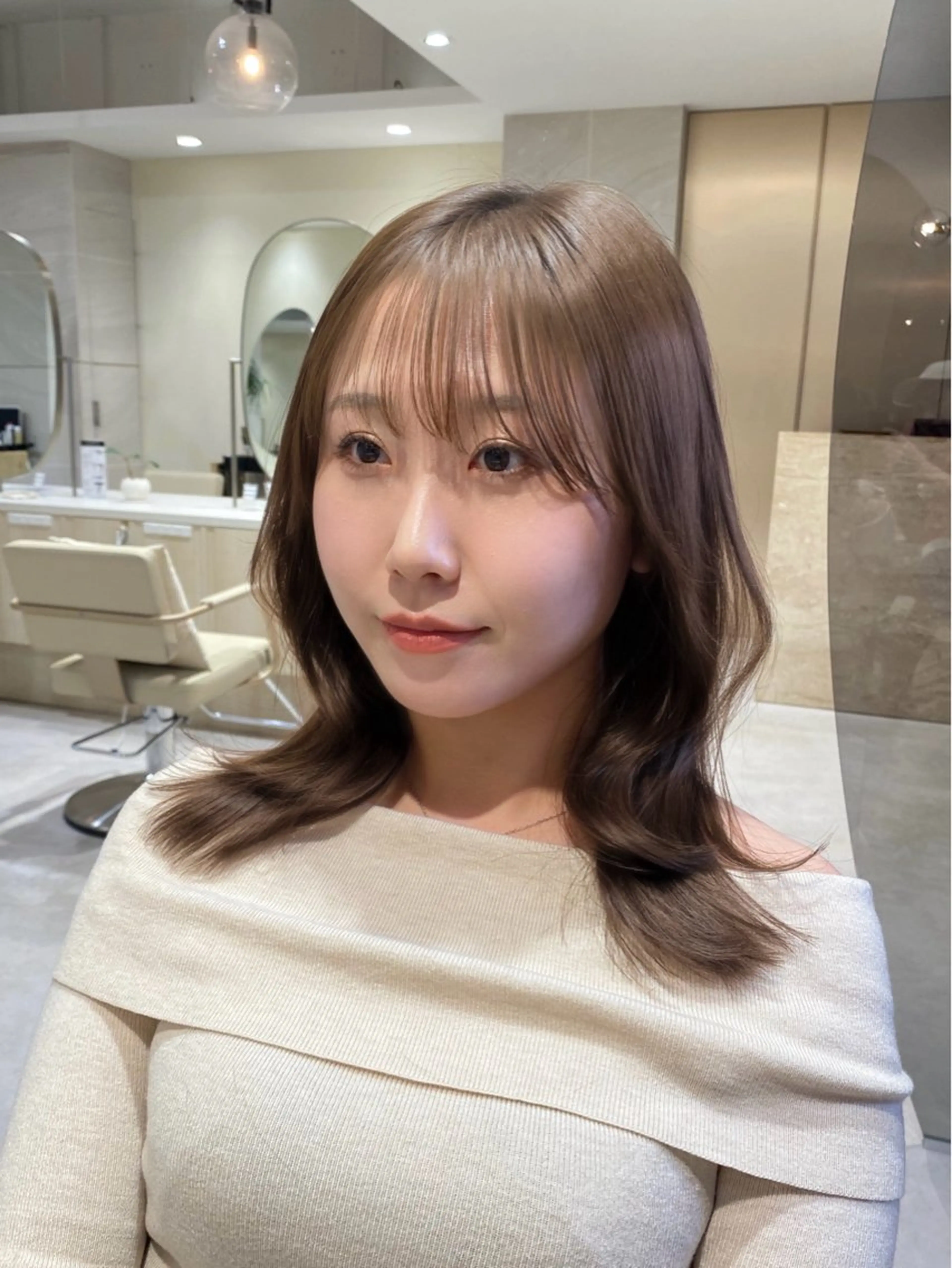 ミディアム カラー ブラウンカラー イルミナカラー マロンブラウン くびれヘア カット ヘアカラー トリートメント 透明感カラー🌿 グレージュ🐺陽介のヘアスタイル