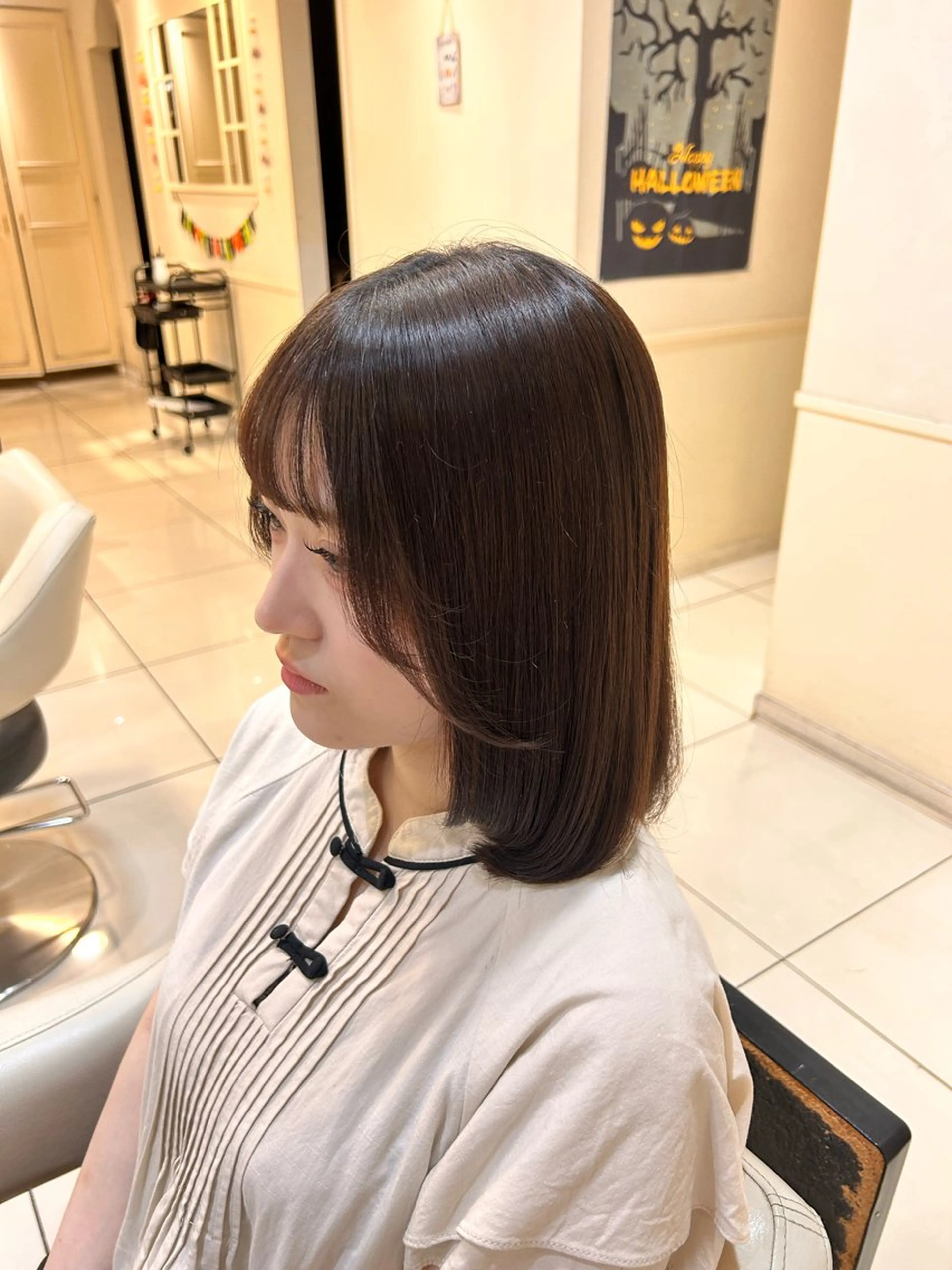 ミディアム 生活が楽になる縮毛/ ブリーチなしレッドのヘアスタイル