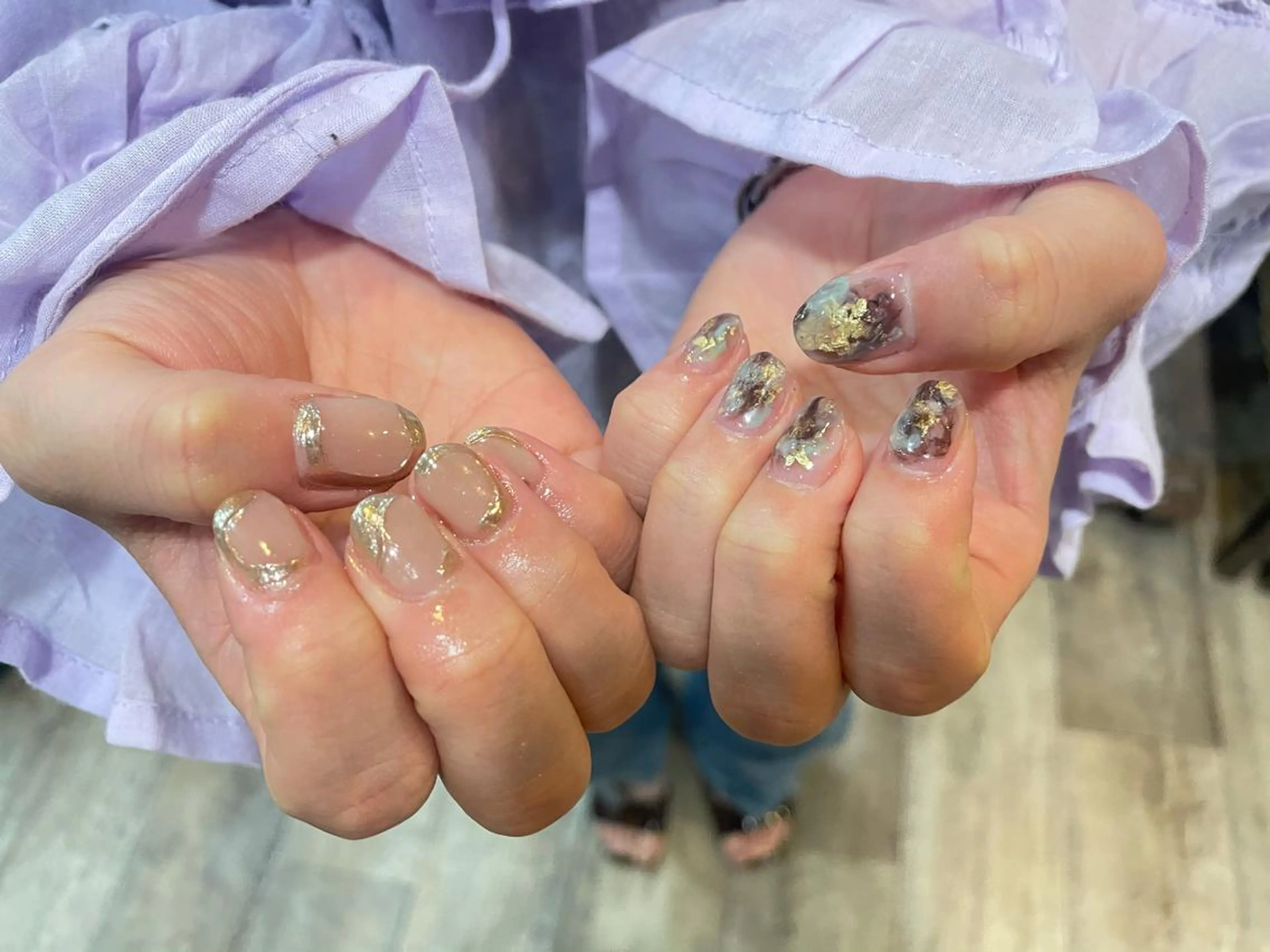 ネイル ハンドネイル ハンドケア はばすみれ🎀ﾈｲﾙ 光ﾌｪｲｼｬﾙ ﾍｱのネイルデザイン