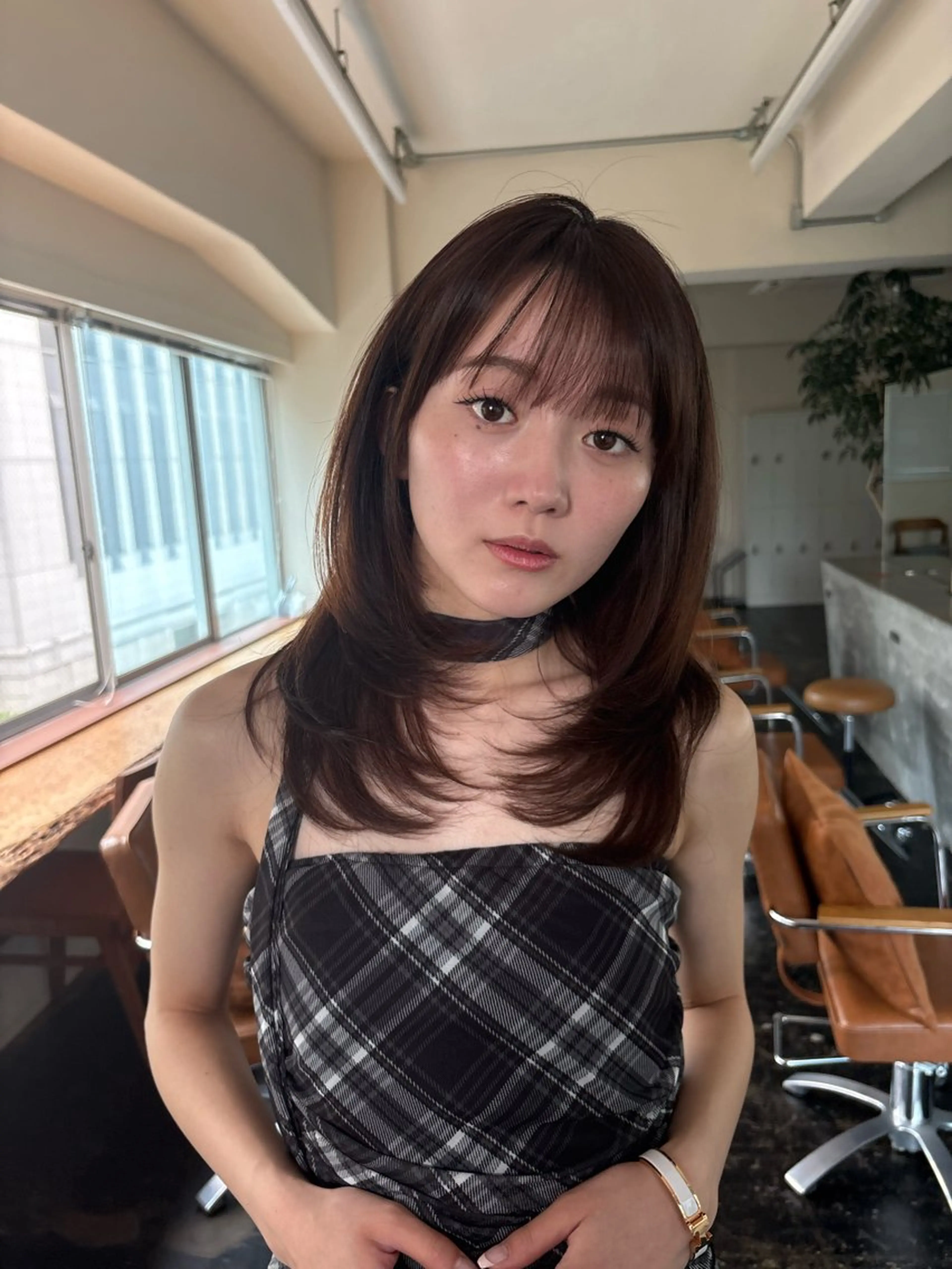 ミディアム カット ヘアカラー トリートメント レイヤー/顔周り/ 透明感/ののか💞のヘアスタイル