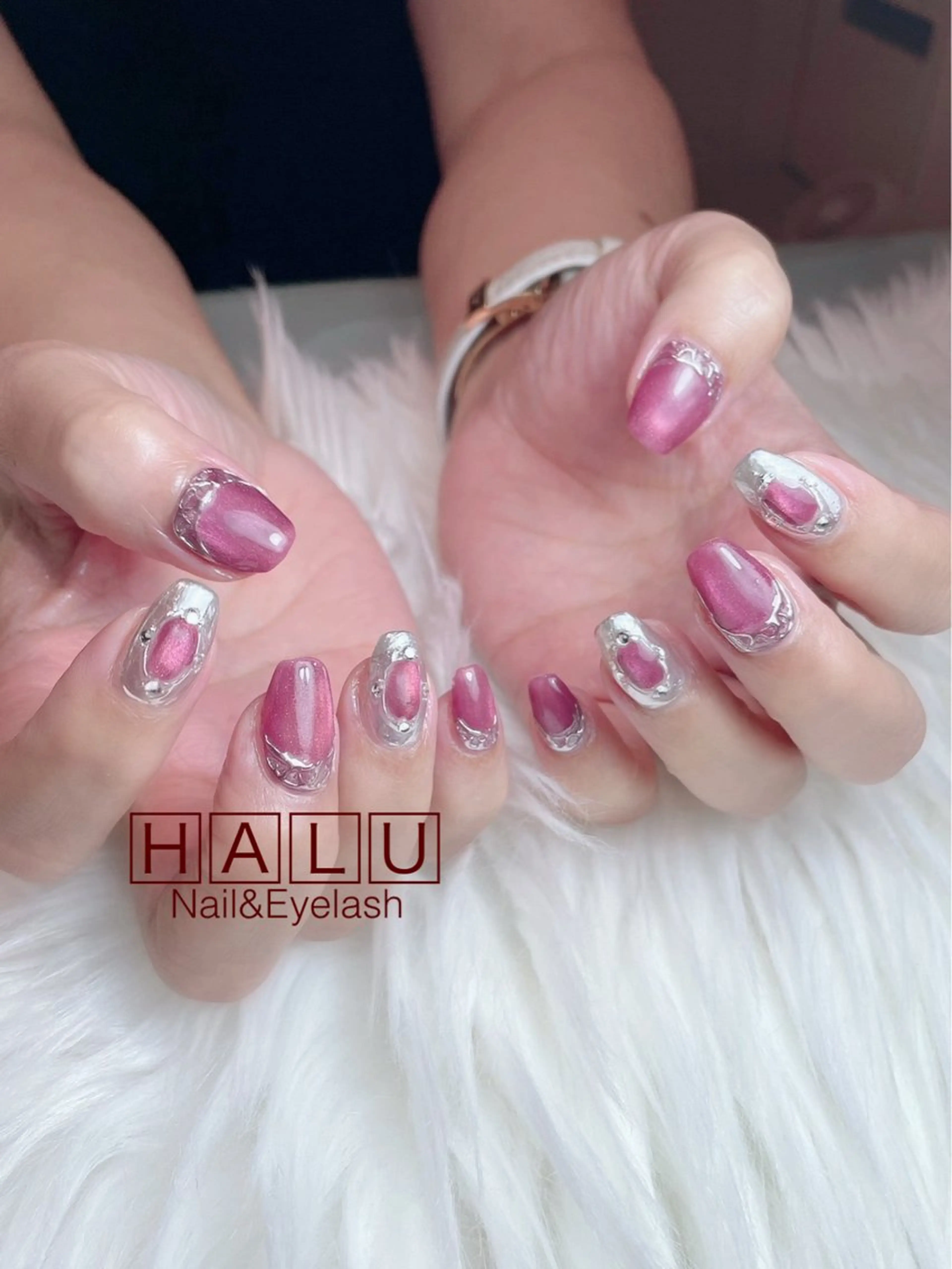 ネイル マグネットネイル ミラーネイル ハンドネイル フットネイル HALU ハルのネイルデザイン
