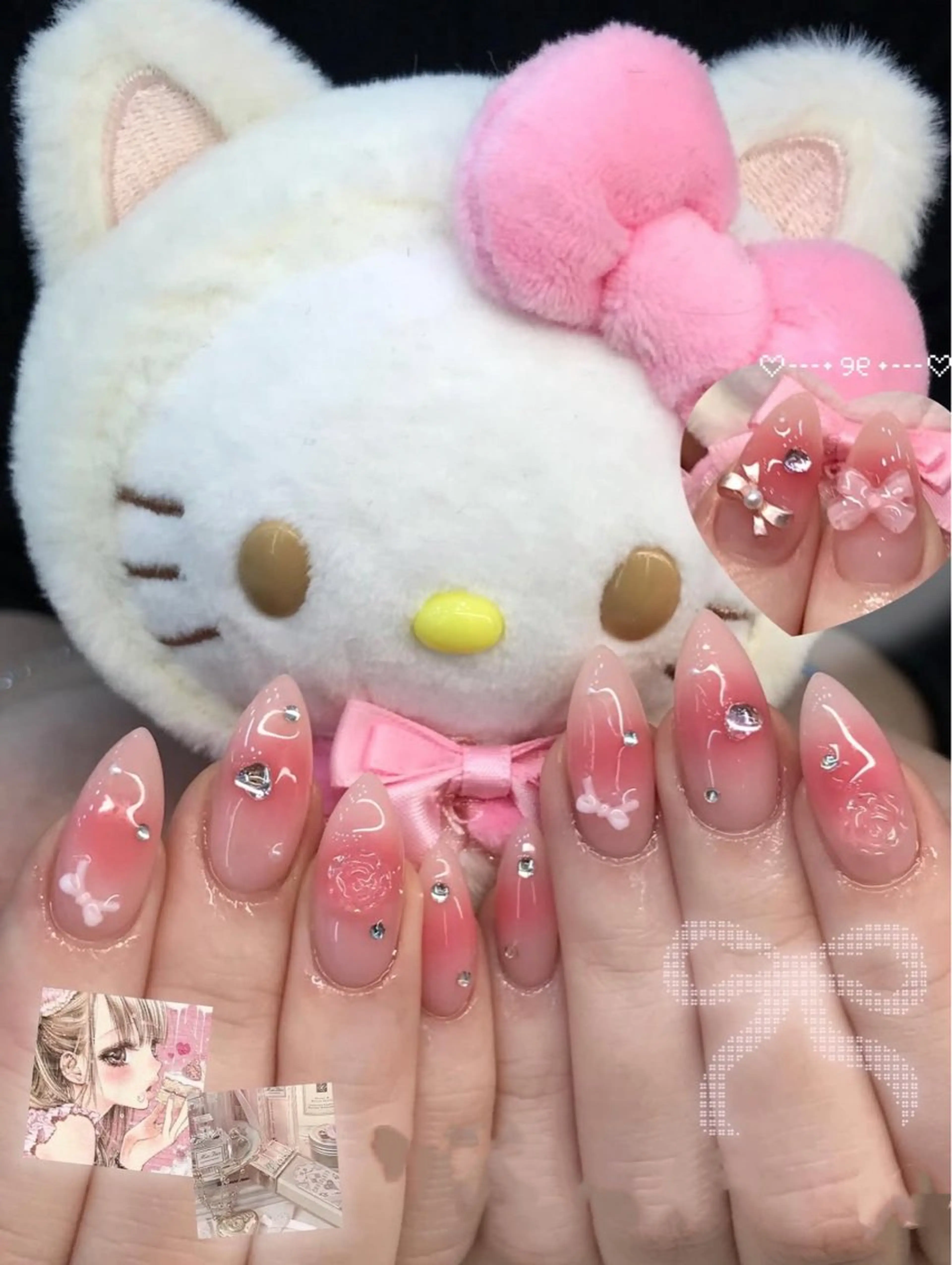 ネイル チークネイル 長さ出し フレンチネイル グラデーション マグネットネイル Sanie Salonのネイルデザイン