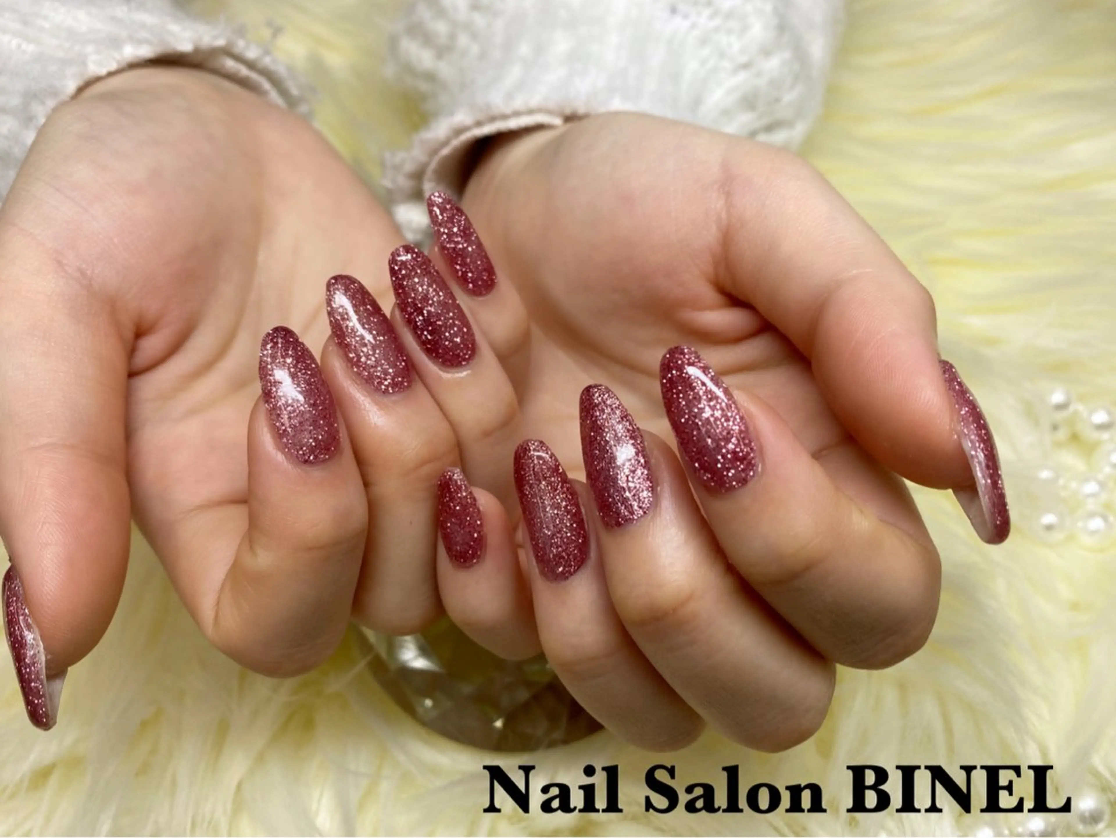 ネイル ラメ(グリッター) ワンカラーネイル ピンク ハンドネイル H. Yuukaのネイルデザイン