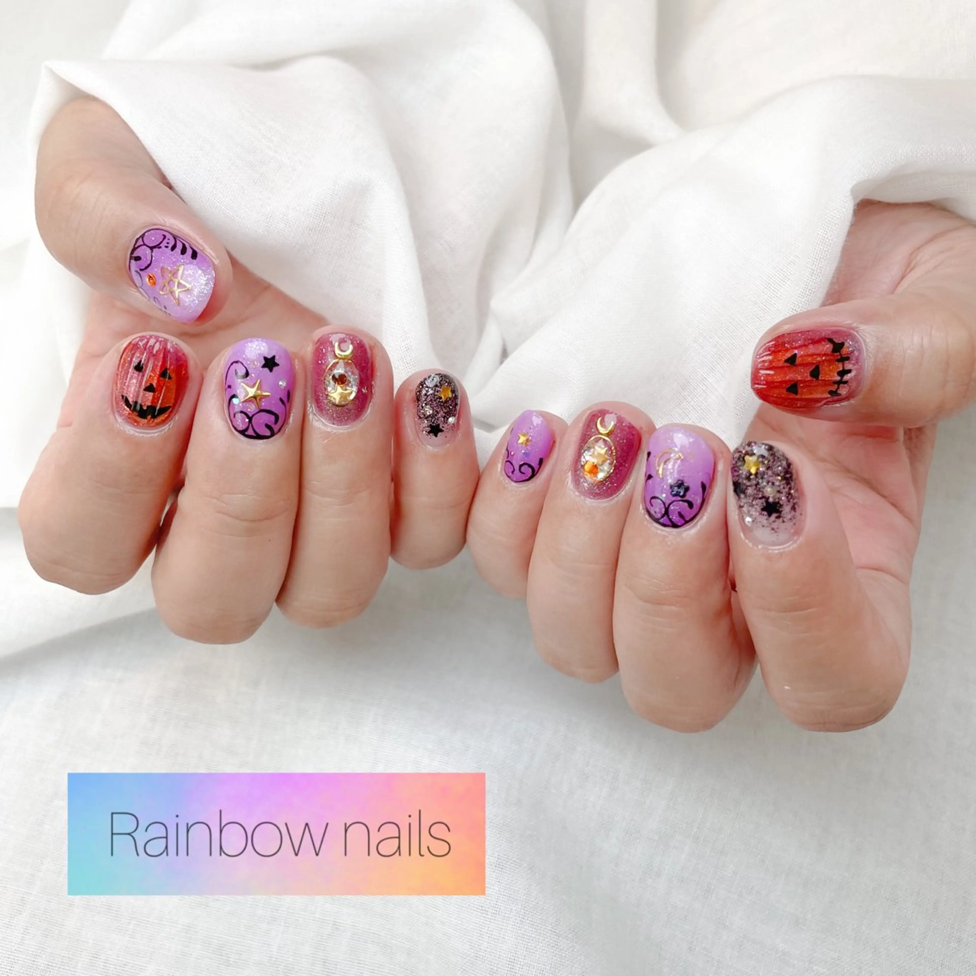 ネイル Rainbow nailsくろちゃんのネイルデザイン