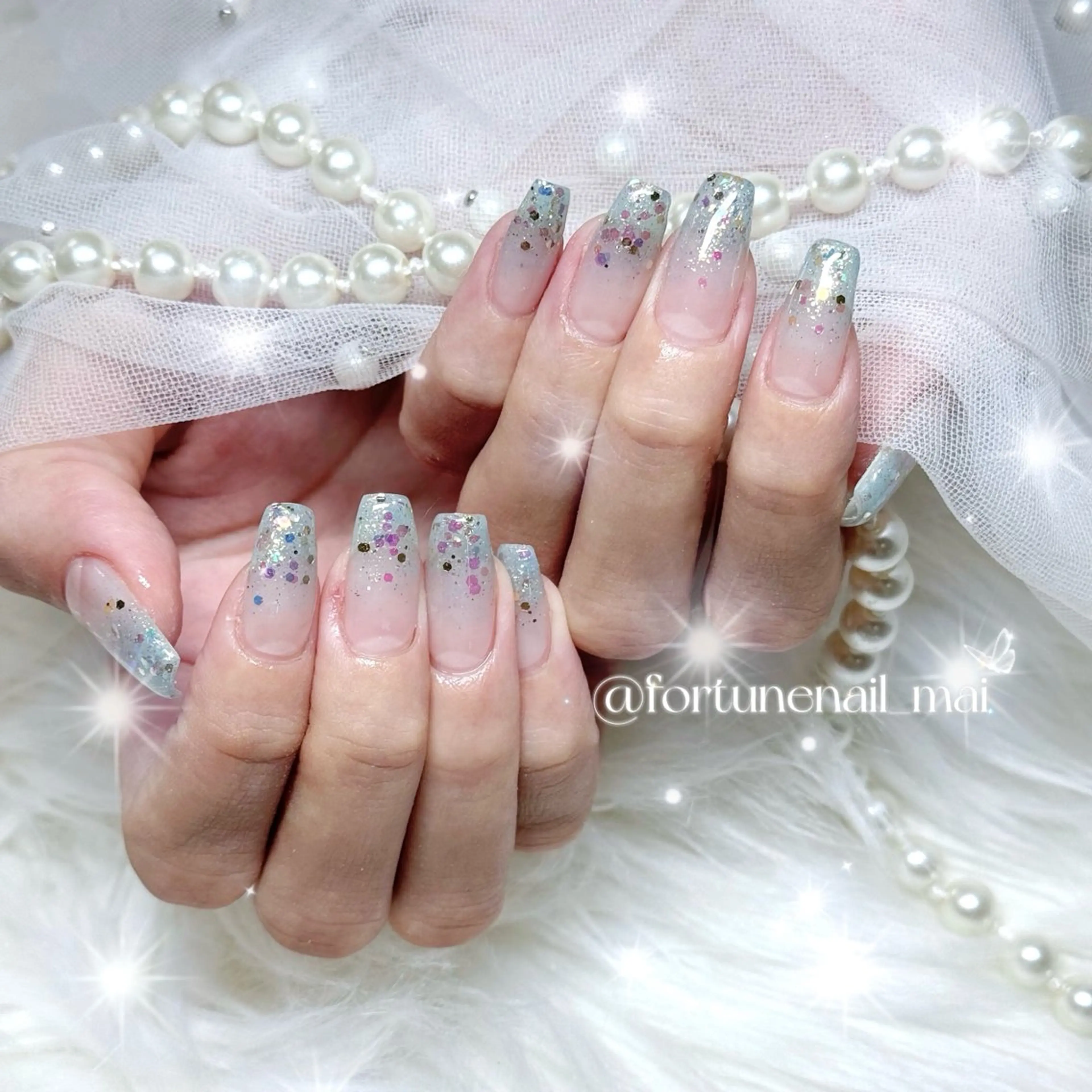 ネイル ラメ(グリッター) ラメグラデーション ハンドネイル 🎀Mai 🎀⋆.✩のネイルデザイン