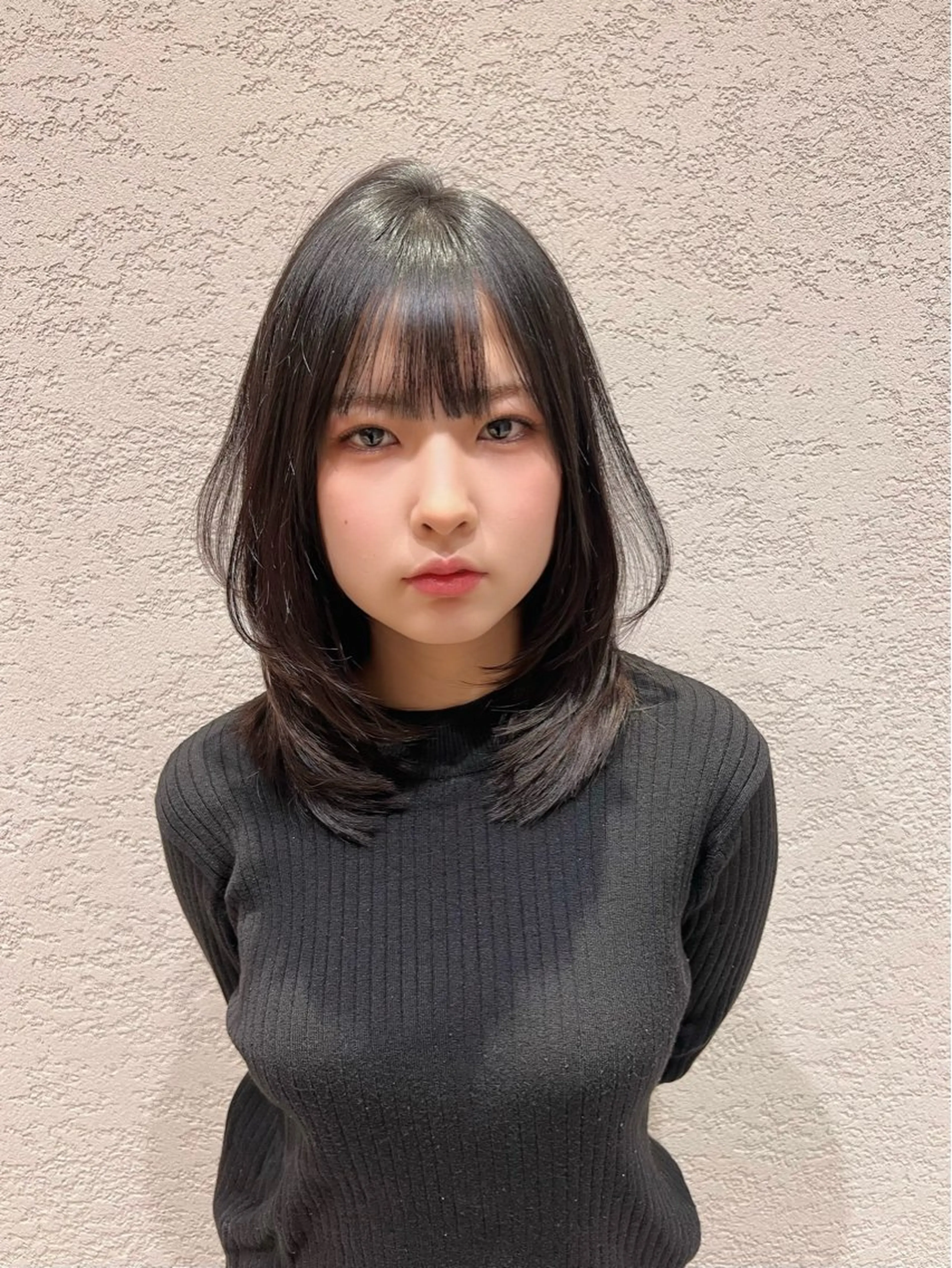 ミディアム カラー カット ヘアカラー トリートメント 興津/韓国レイヤー ダブルカラー美髪縮毛のヘアスタイル