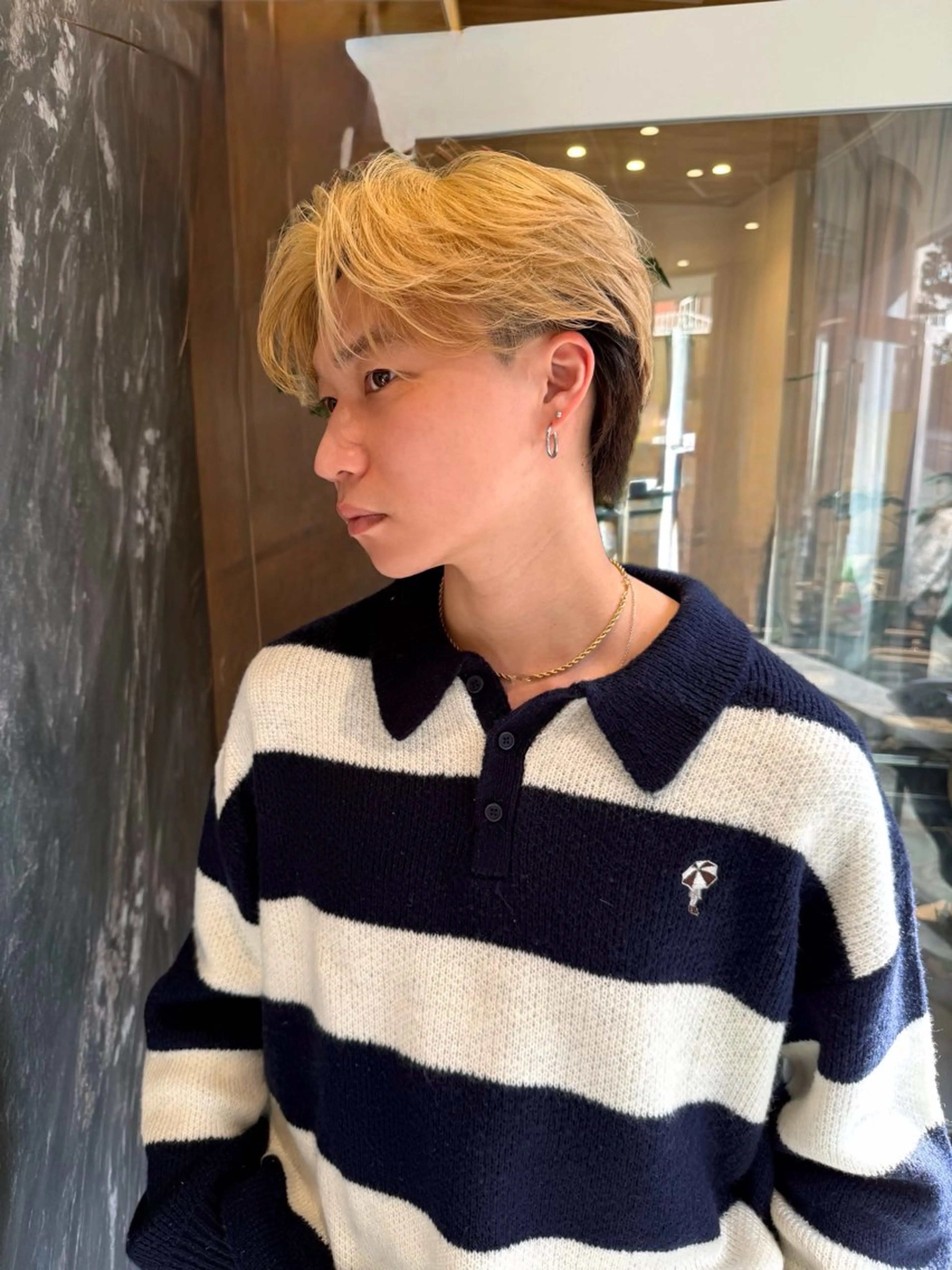 ミディアム カラー メンズ ミディアムパーマ センターパート メンズパーマ 透明感カラー カット ヘアカラー 💈原宿指名No.1 センターパート💈のヘアスタイル