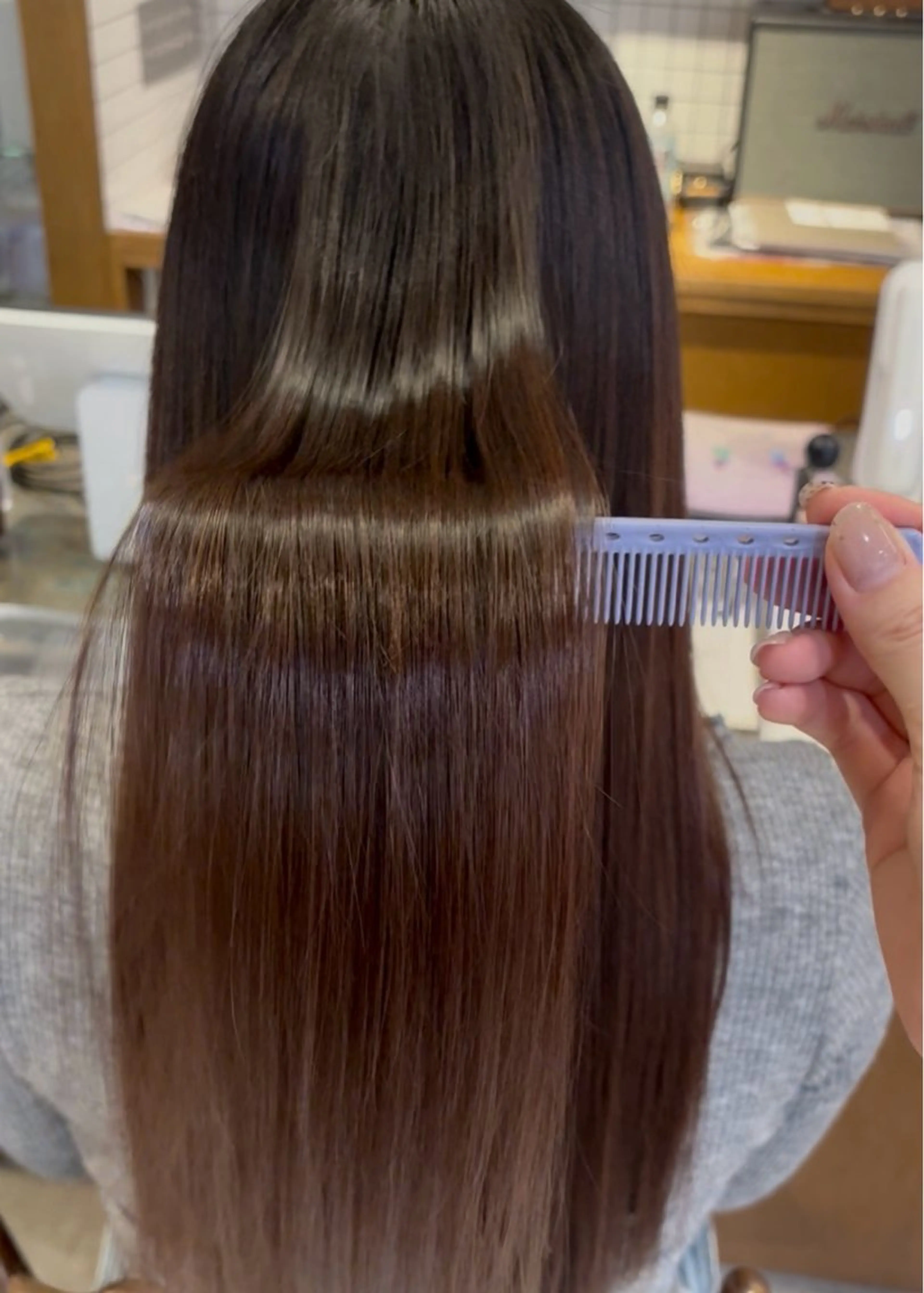 ロング 酸性ストレート 縮毛矯正 名駅/ブリーチカラー /masaki⠀のヘアスタイル
