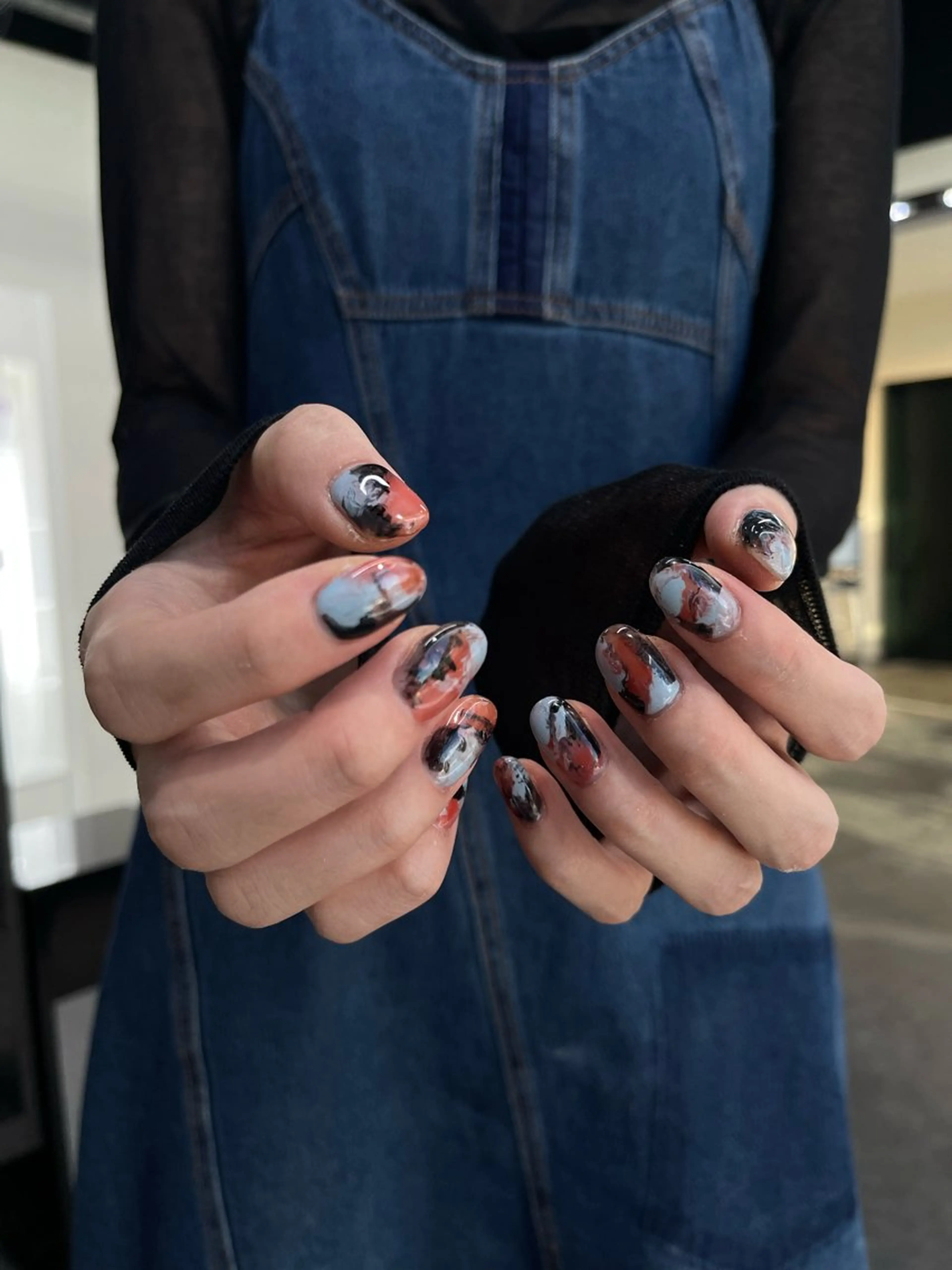 ネイル フレンチネイル マグネットネイル ニュアンスネイル ワンカラーネイル ハンドネイル GRANDE大須 Cecil💜のネイルデザイン