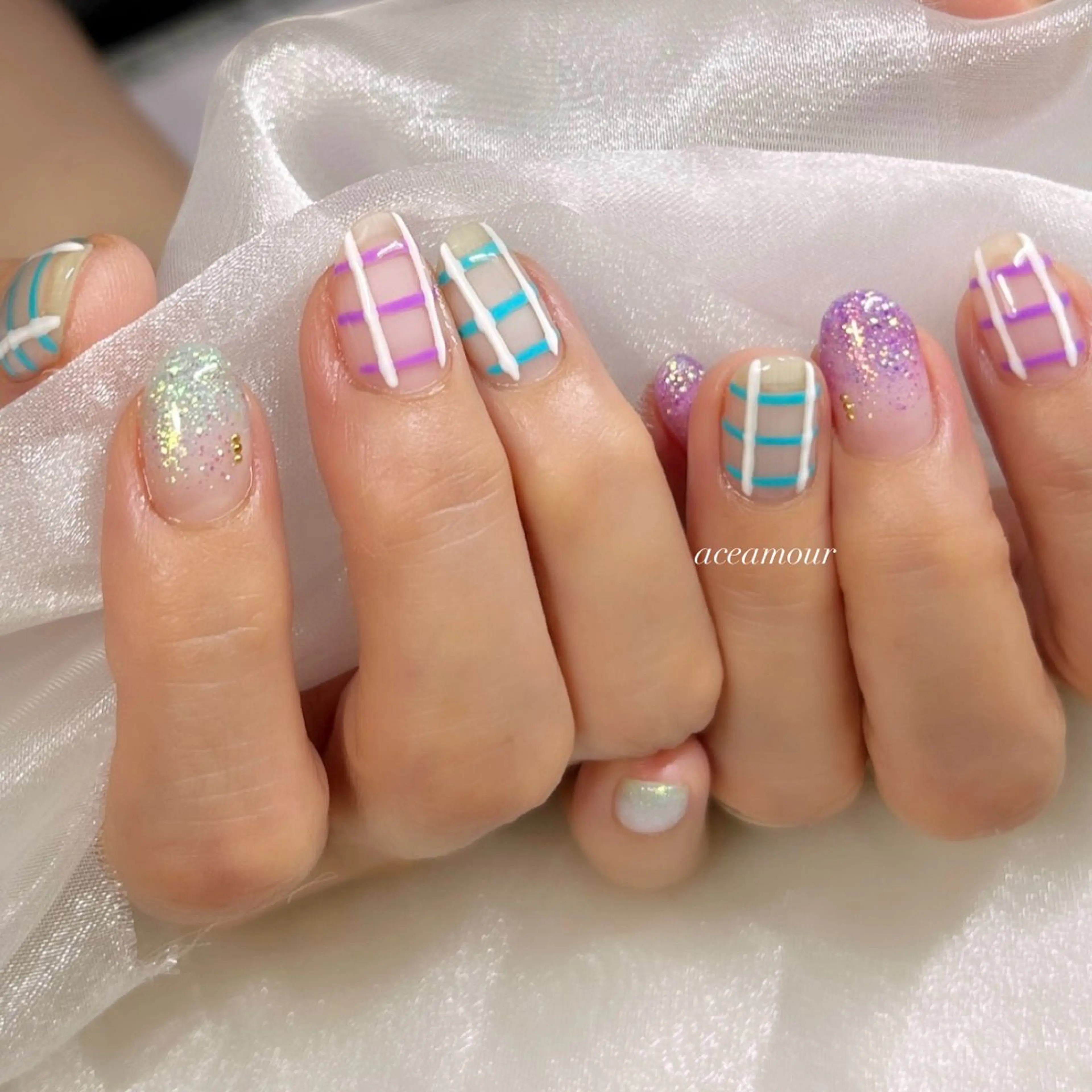 ネイル ラメ(グリッター) ハンドネイル ネイル/耳つぼ /新ホワイトニングのネイルデザイン