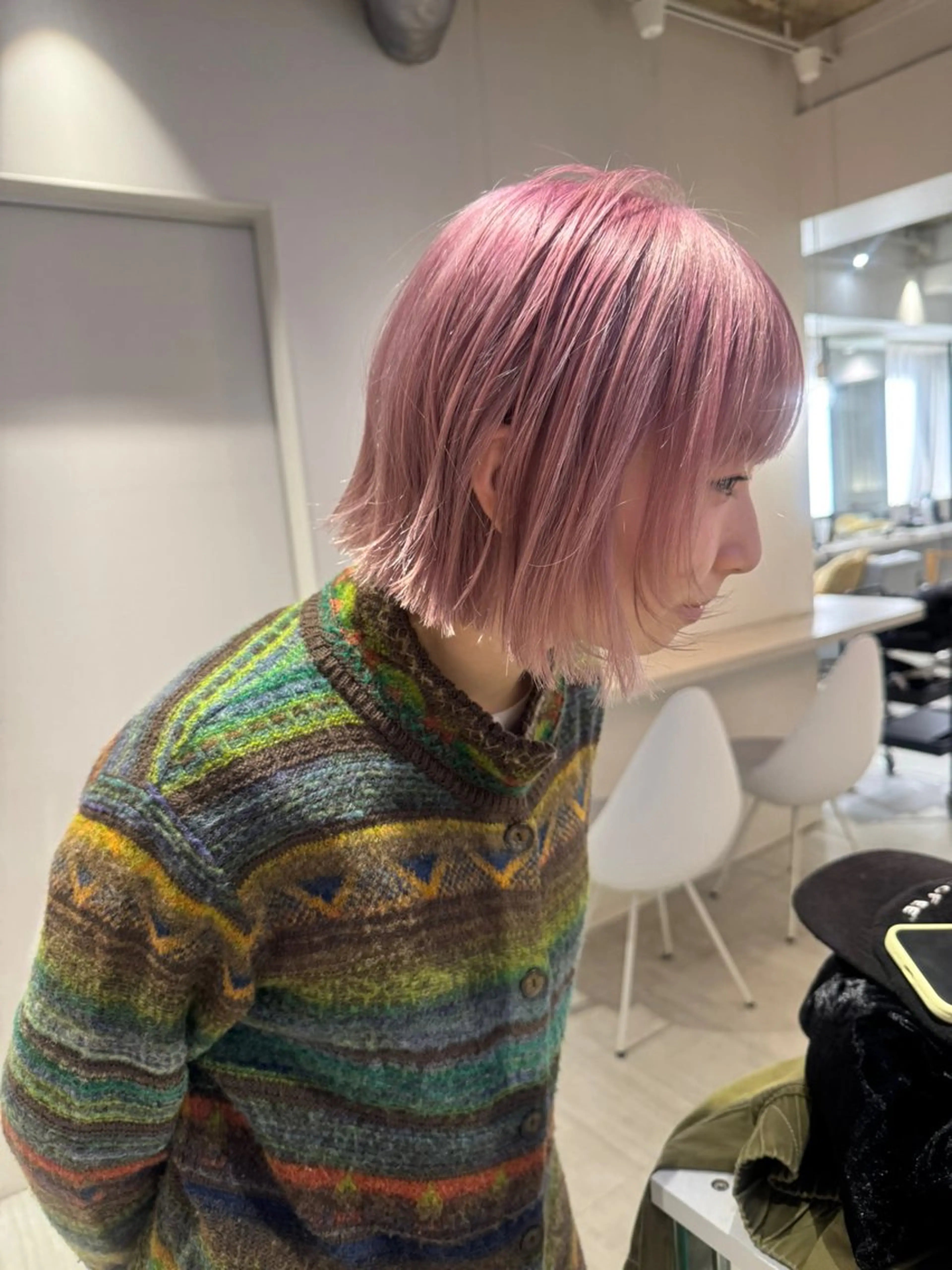 ショート カラー ハイトーンカラー ボブ ヘアカラー トリートメント Ami/艶カラー/ レイヤー/ハイトーンのヘアスタイル