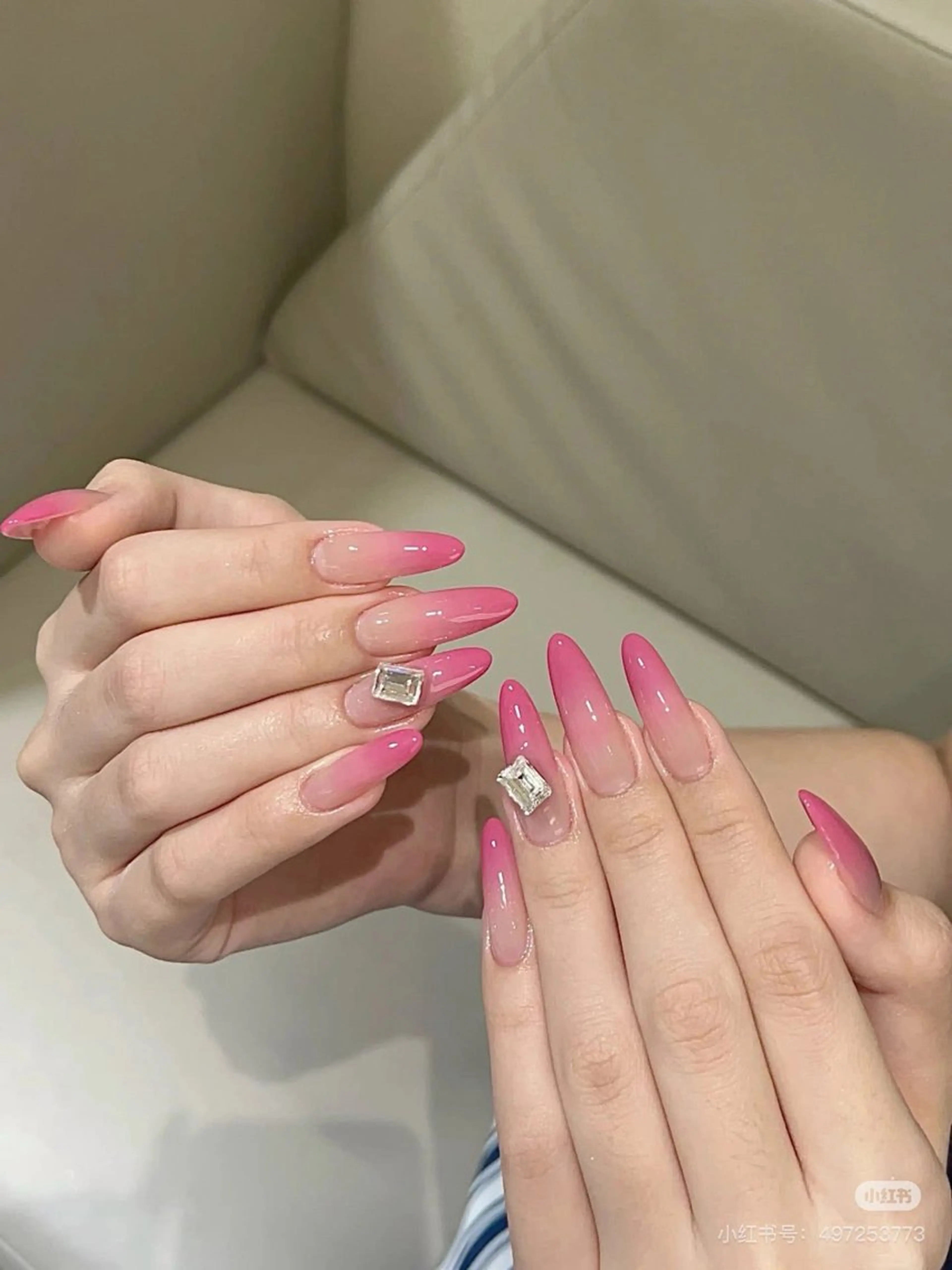 ネイル ジェルネイル グラデーション ロングネイル ピンク シンプルネイル ANNA NAIL SALON所属・MEO MEO NAIL  守山のネイルデザイン