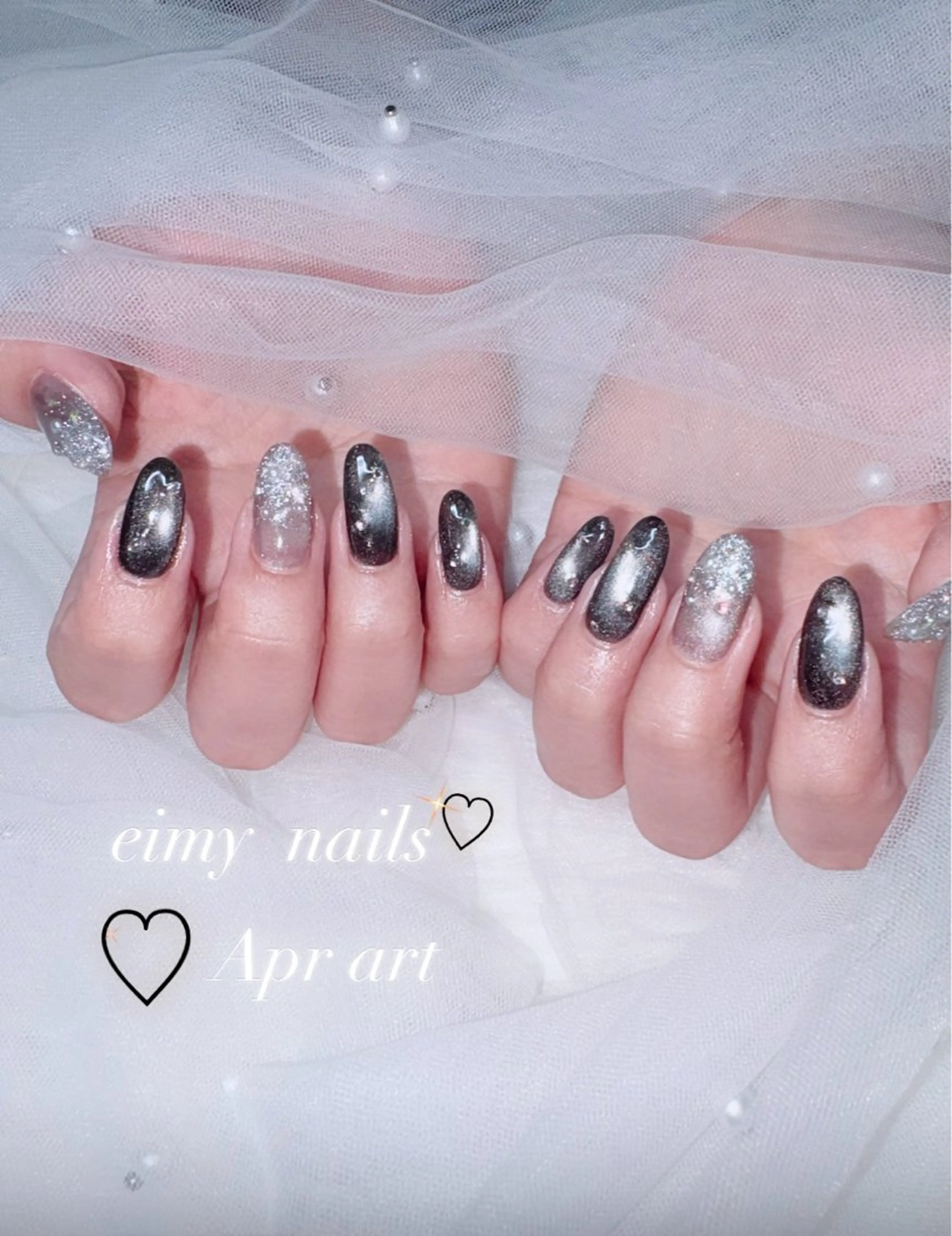 ネイル フラッシュネイル グラデーション ラメ(グリッター) ラメグラデーション マグネットネイル ハンドネイル eimy nails♡のネイルデザイン