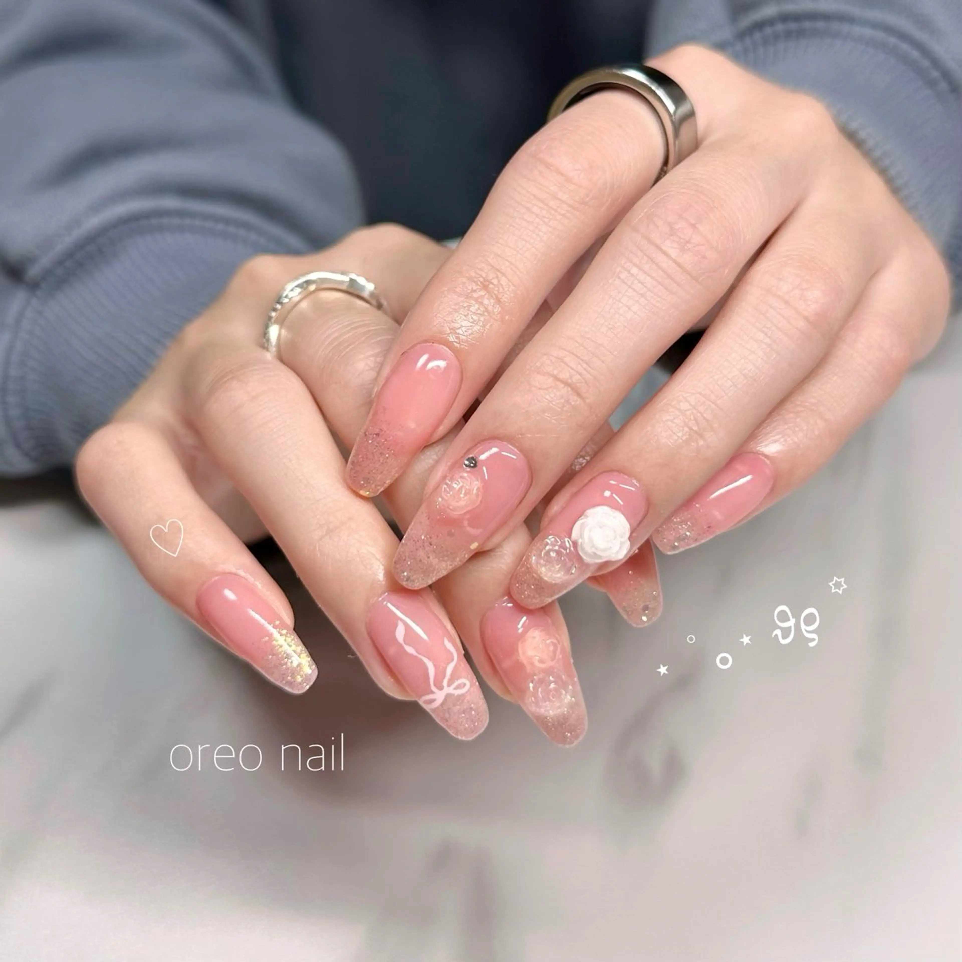 ネイル チークネイル フラッシュネイル ジェルネイル ハート 氷ネイル・うるうるネイル oreo salon miyu 池袋のネイルデザイン