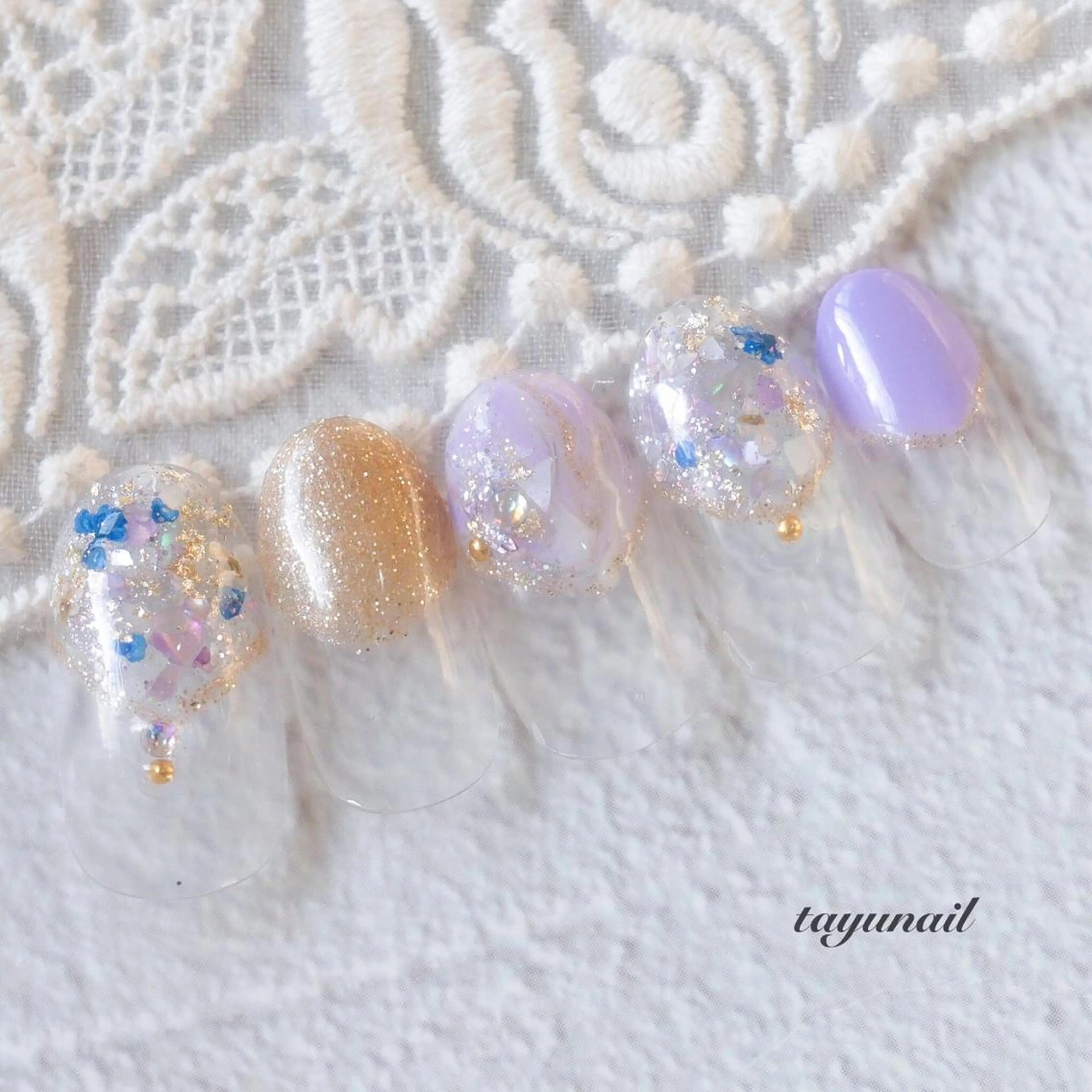 ネイル アートネイル フレンチネイル ジェルネイル キラキラネイル ニュアンスネイル ハンドネイル ネイルサロン 【たゆnail】のネイルデザイン