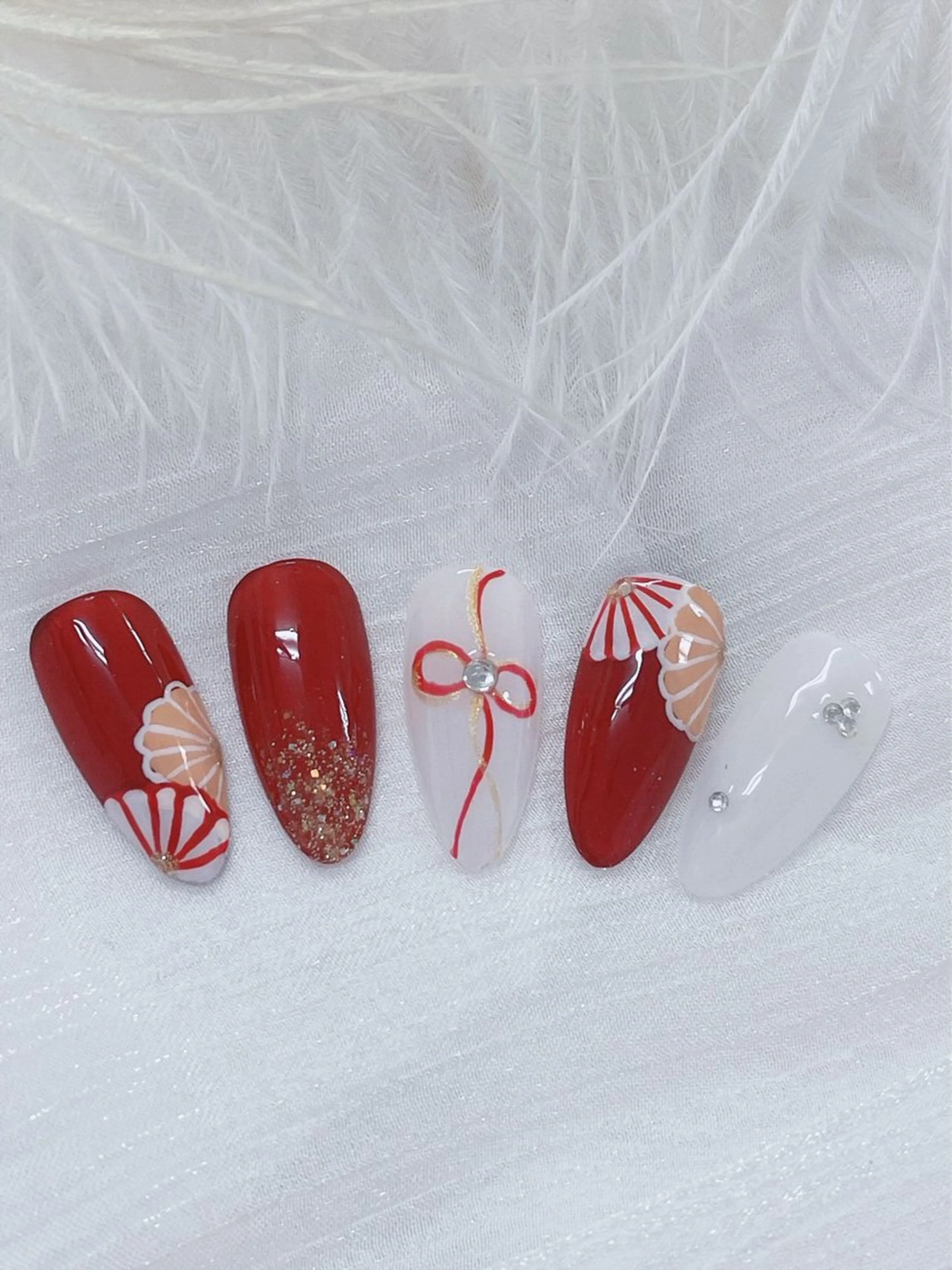 ネイル チークネイル 成人式 フレンチネイル グラデーション 氷ネイル・うるうるネイル 陳 rinaのネイルデザイン