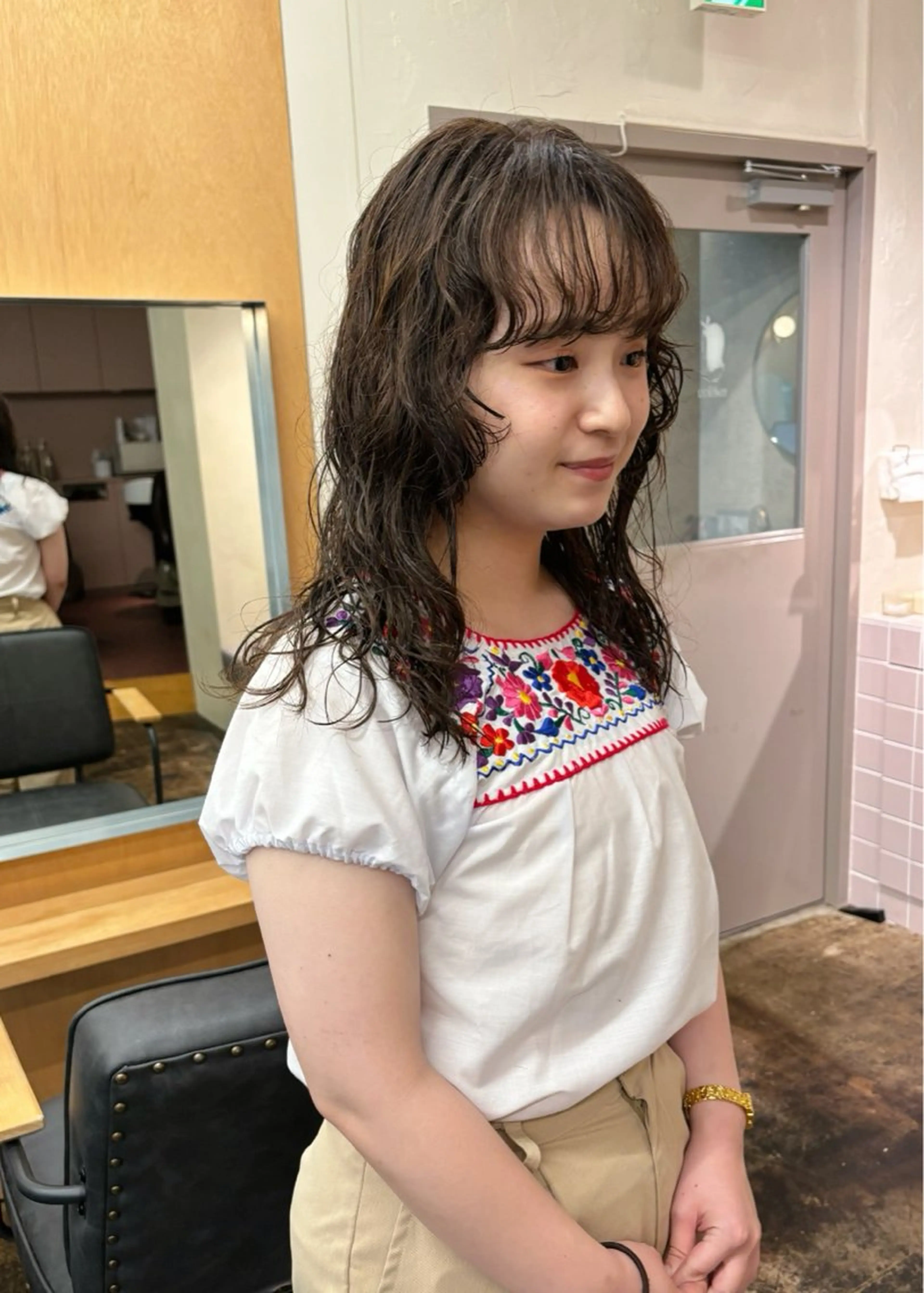 セミロング カラー パーマ セミロングパーマ レイヤーカット パーマ 西山 紗耶香🪽 透明感カラー/ボブのヘアスタイル