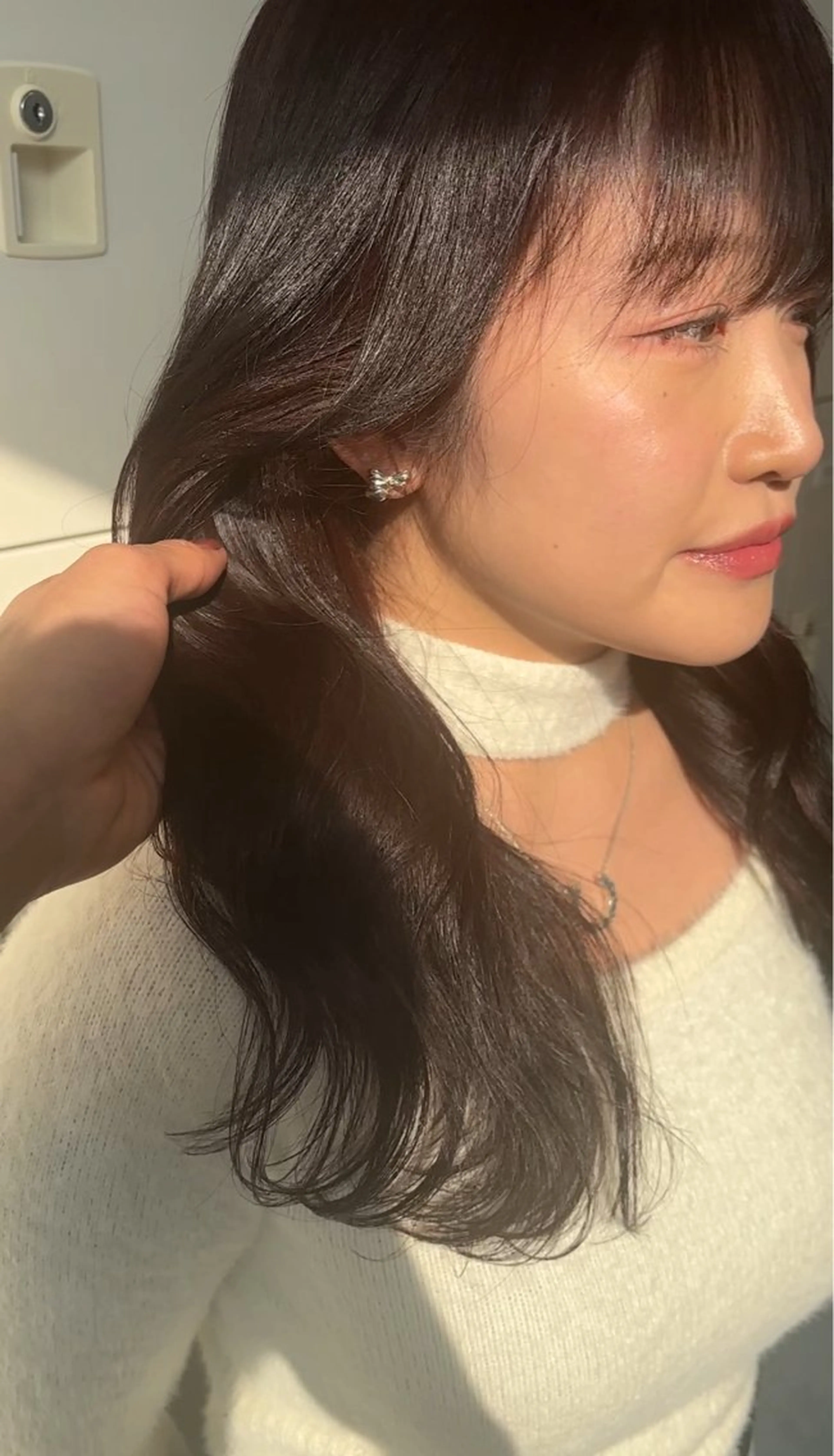 ロング カット ヘアカラー 韓国ヘア/ブリーチ無 しWカラー/オリーブのヘアスタイル