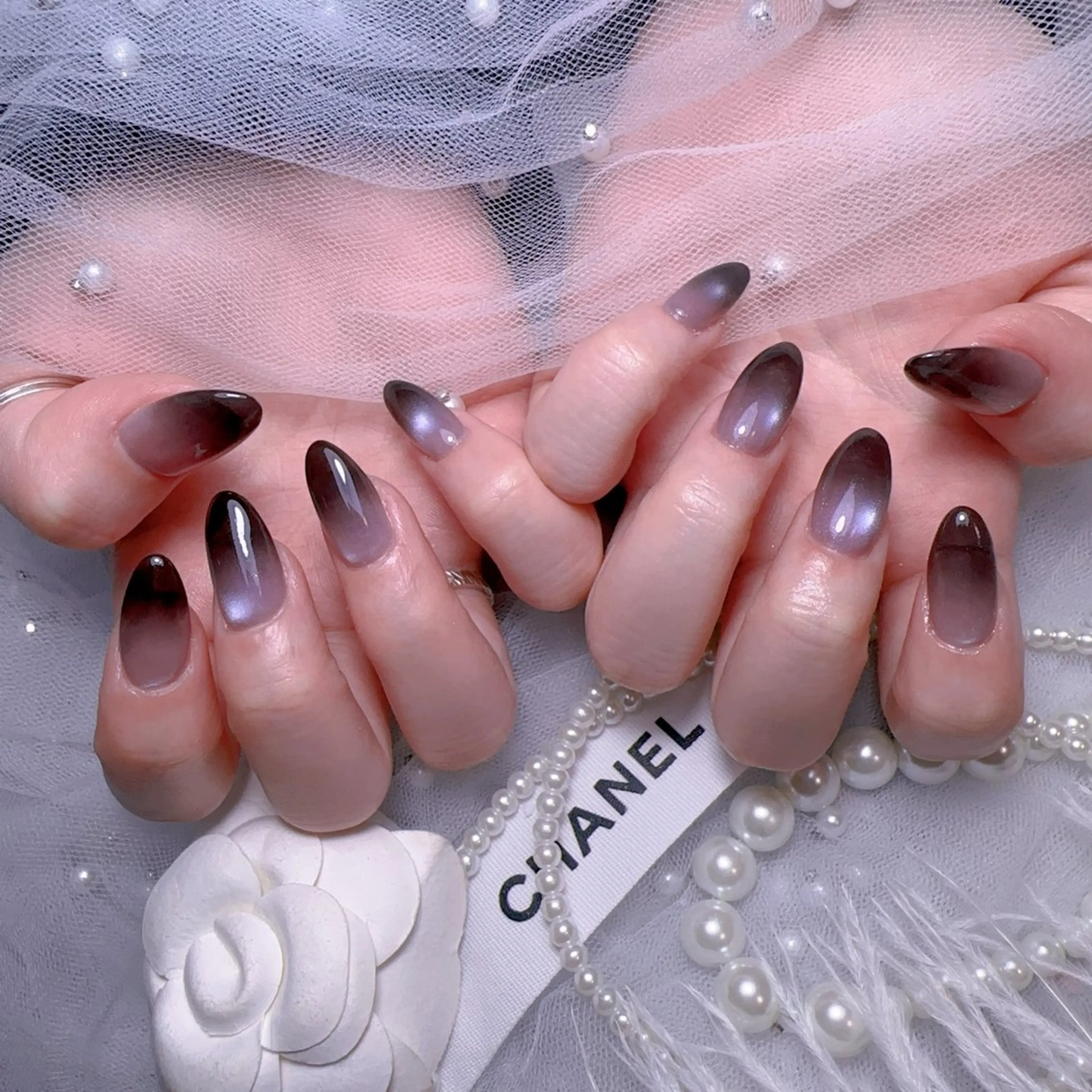 ネイル オーロラネイル フットネイル 韓国ネイル ラメ(グリッター) ラメグラデーション ハンドネイル Belle nail salon 新小岩のネイルデザイン