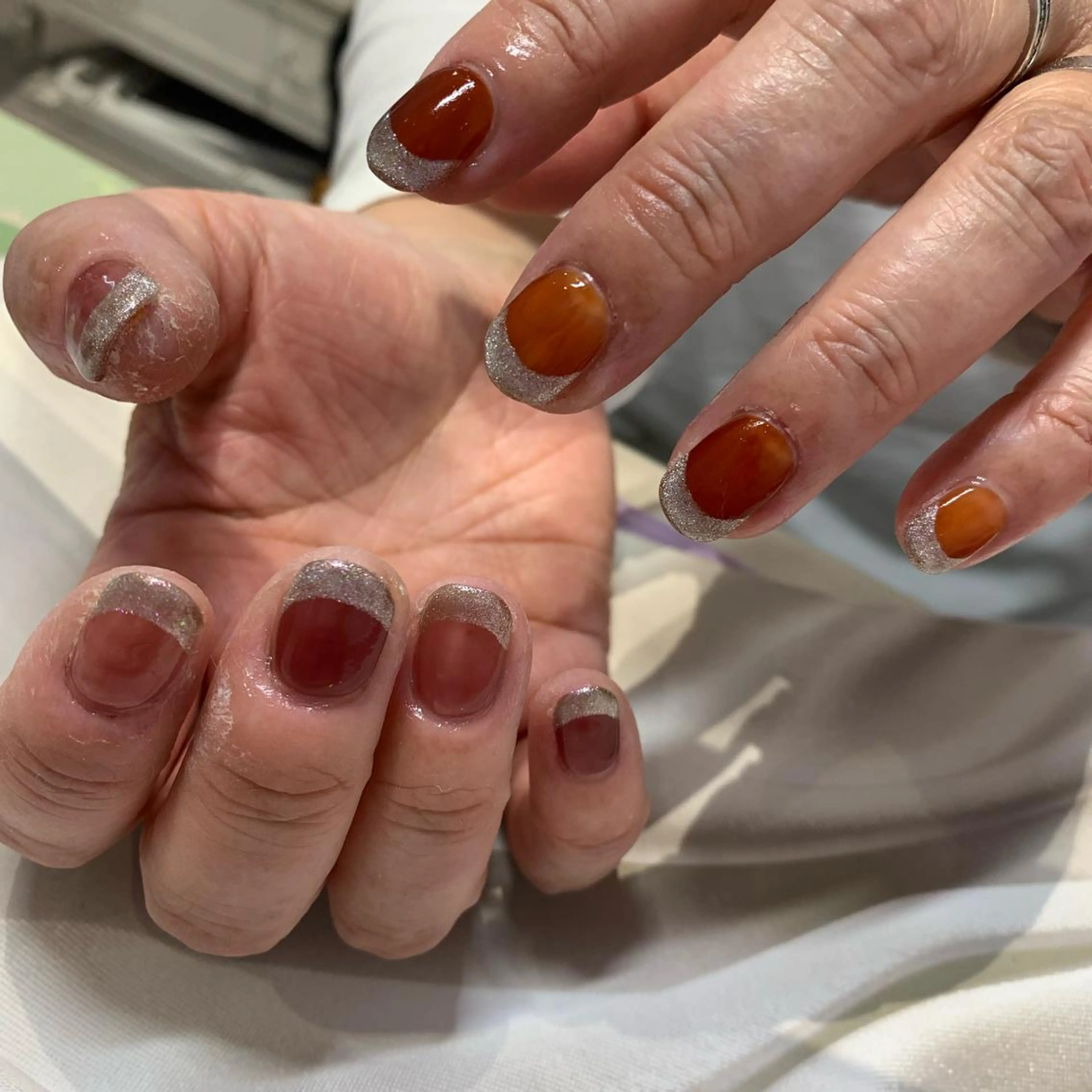 ネイル フレンチネイル マグネットネイル マグネットフレンチ マキノ ユイのネイルデザイン