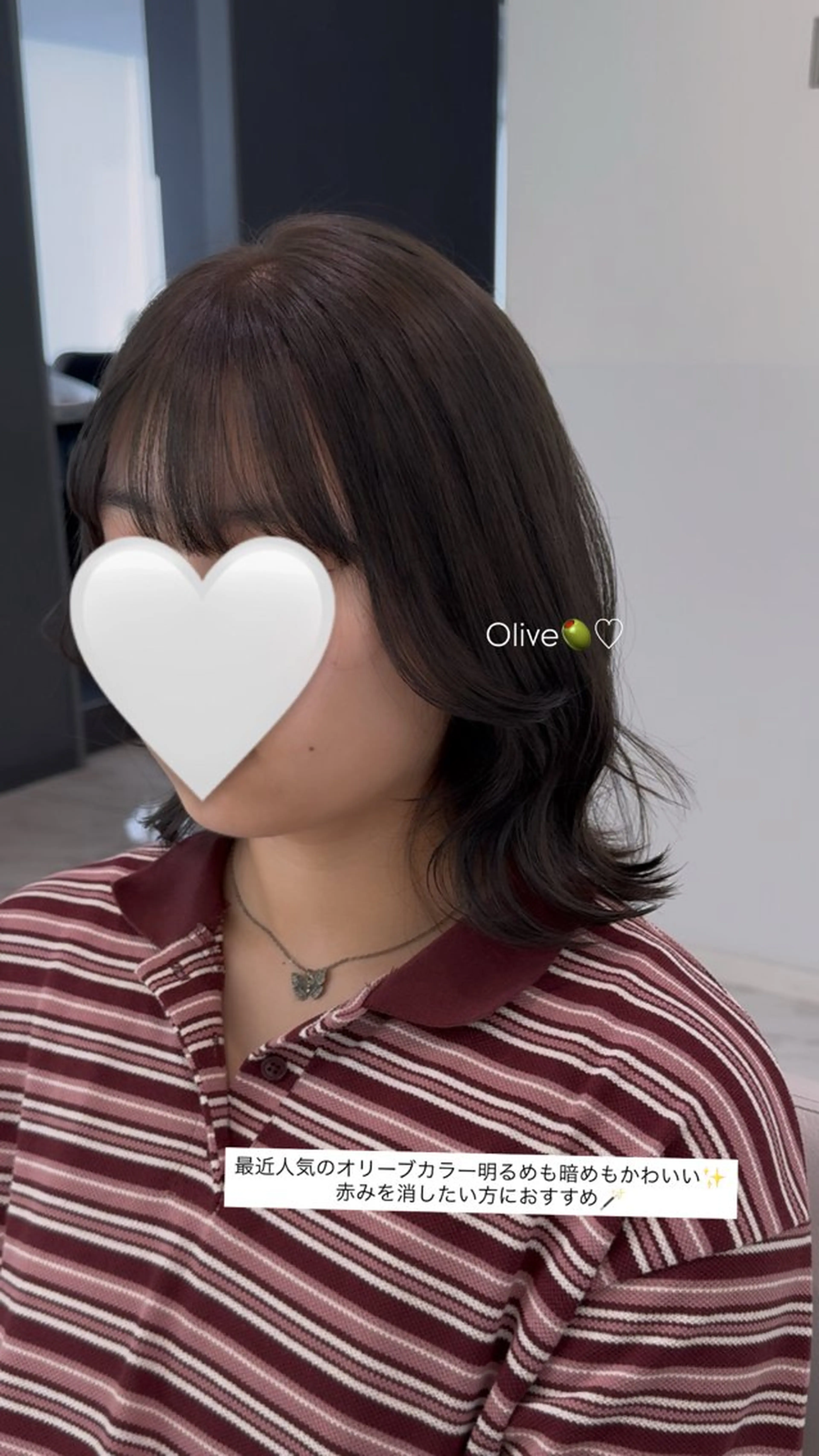 ミディアム カラー オリーブカラー くびれヘア 鈴木 まゆのヘアスタイル