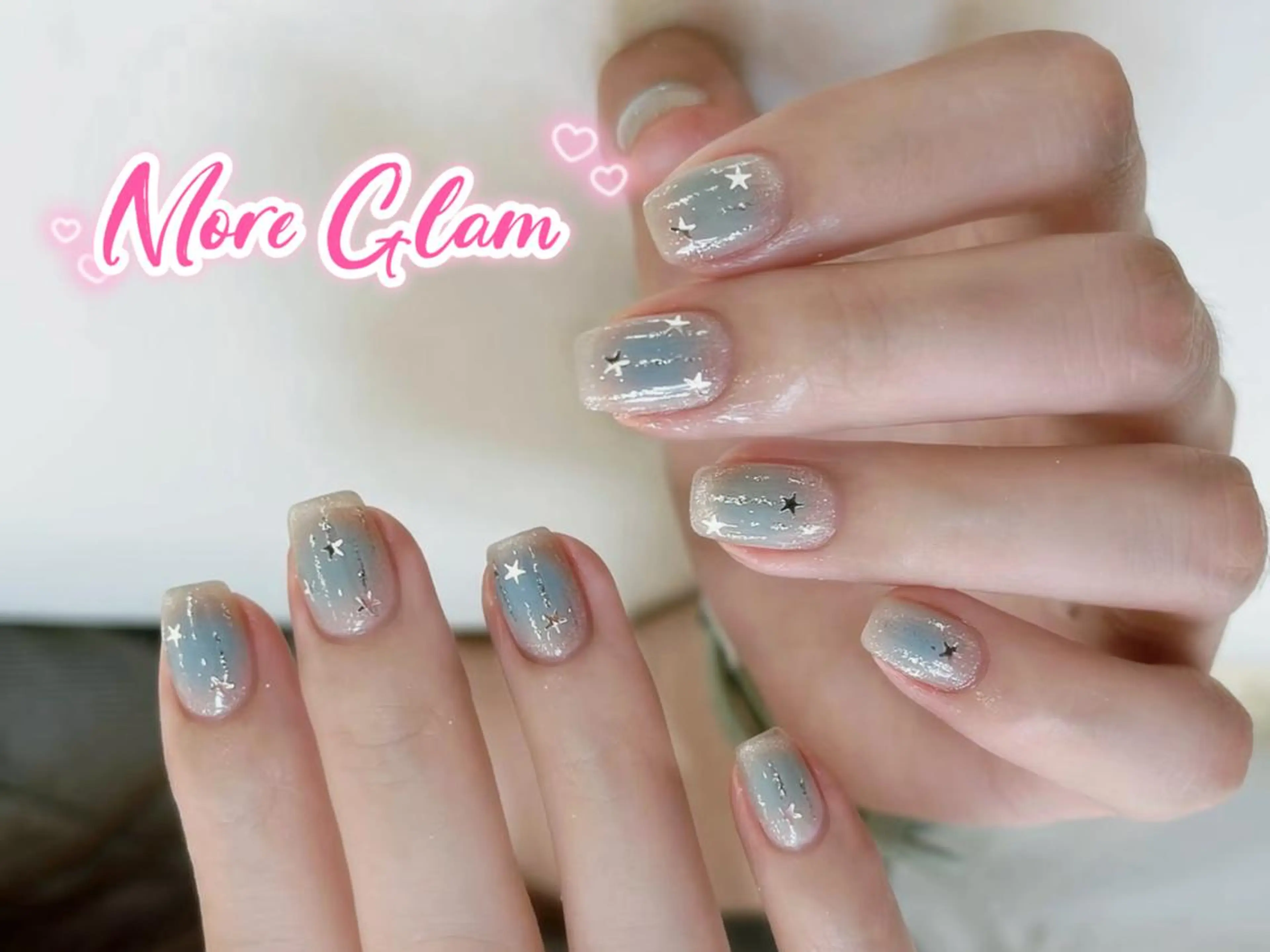 ネイル 長さ出し フットネイル フレンチネイル ジェルネイル ガラスフレンチ MoreGlam Nailsのネイルデザイン