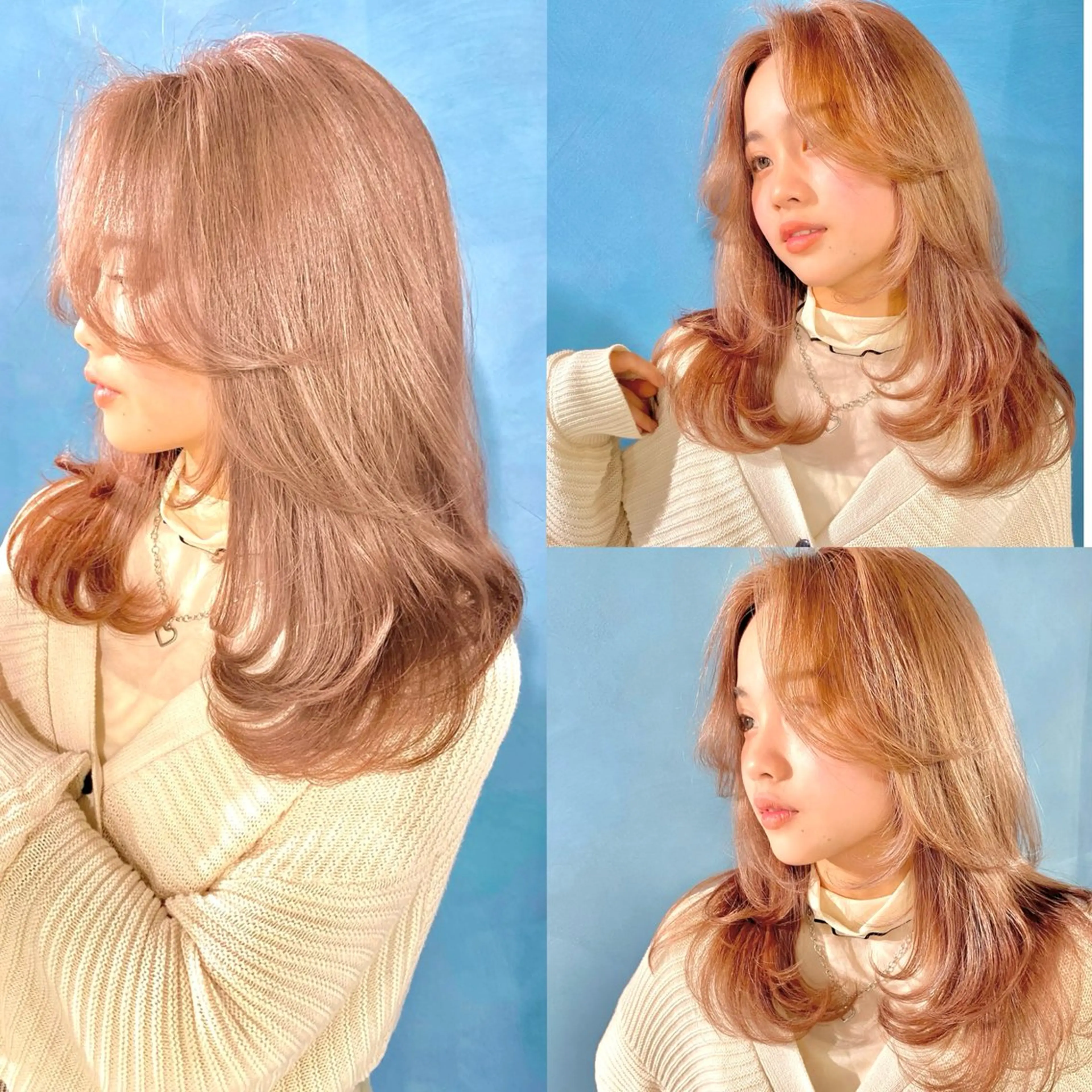 ミディアム レイヤーカット 小顔カット カット 森 隆秀/韓国ヘアのヘアスタイル