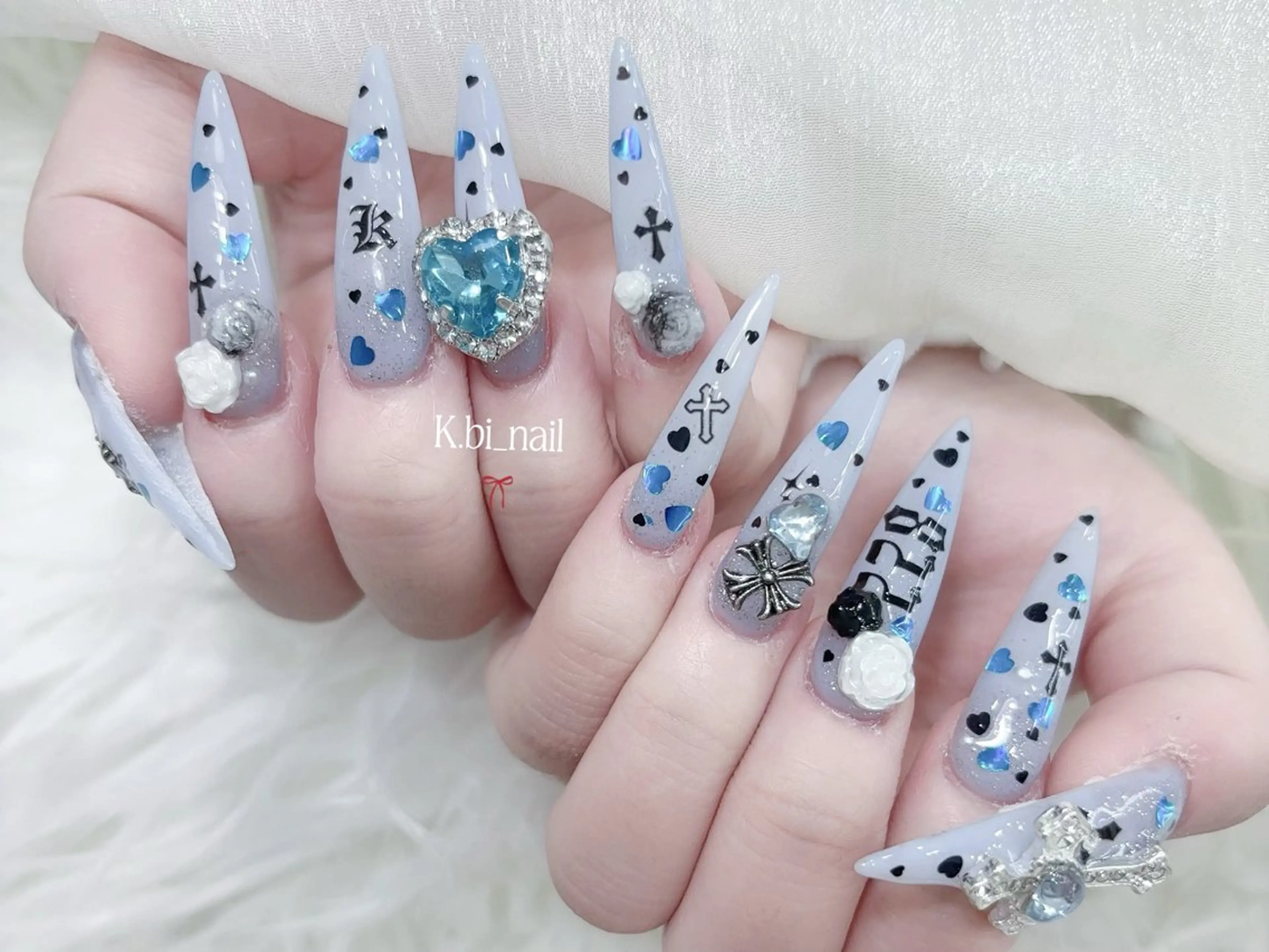 ネイル 成人式 ハンドネイル K.bi_nail ネイル長さ出し専門店のネイルデザイン
