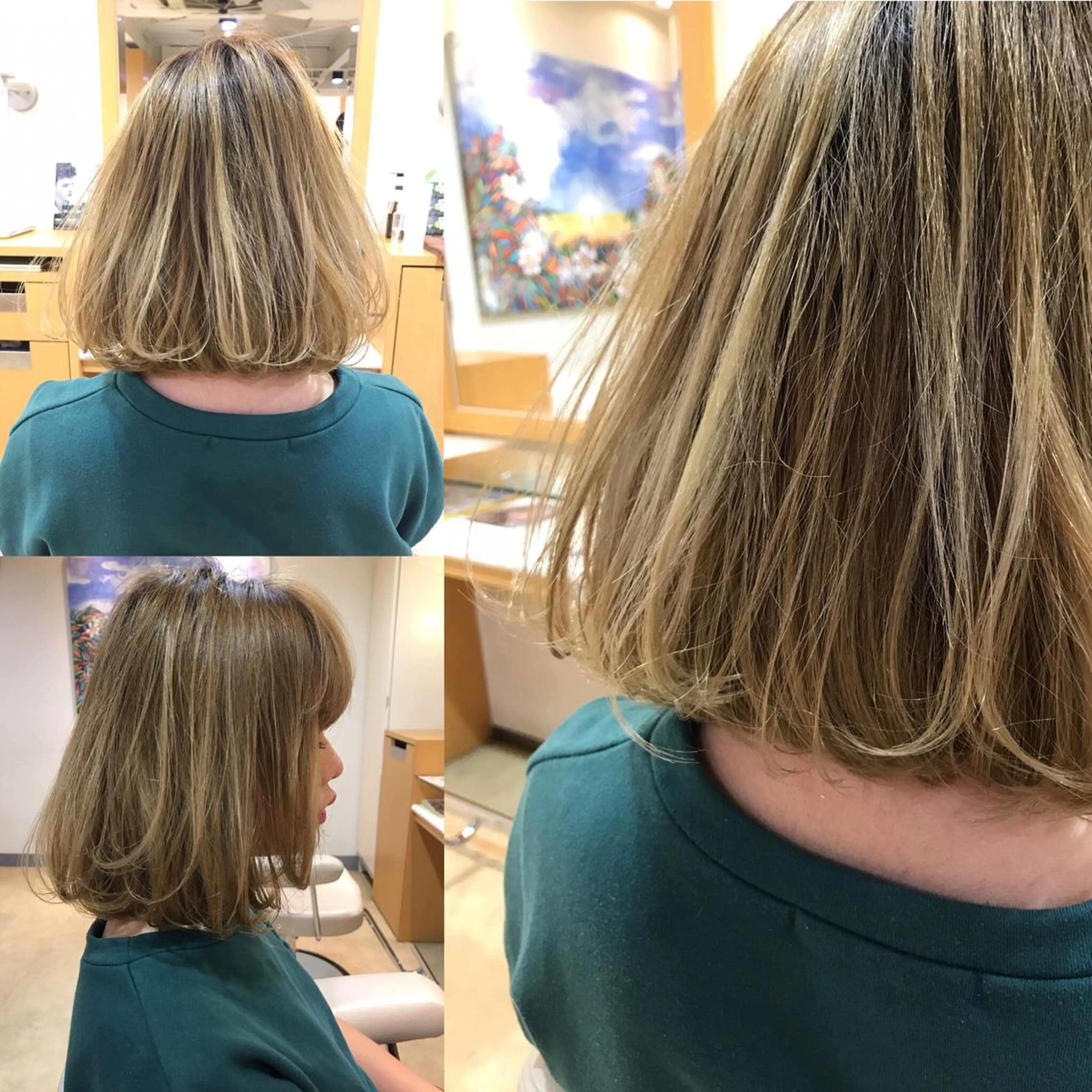 ミディアム カラー パーマ アッシュ ホワイトアッシュ 🌹ハッシュカット、 レイヤー韓国ヘア🌹のヘアスタイル