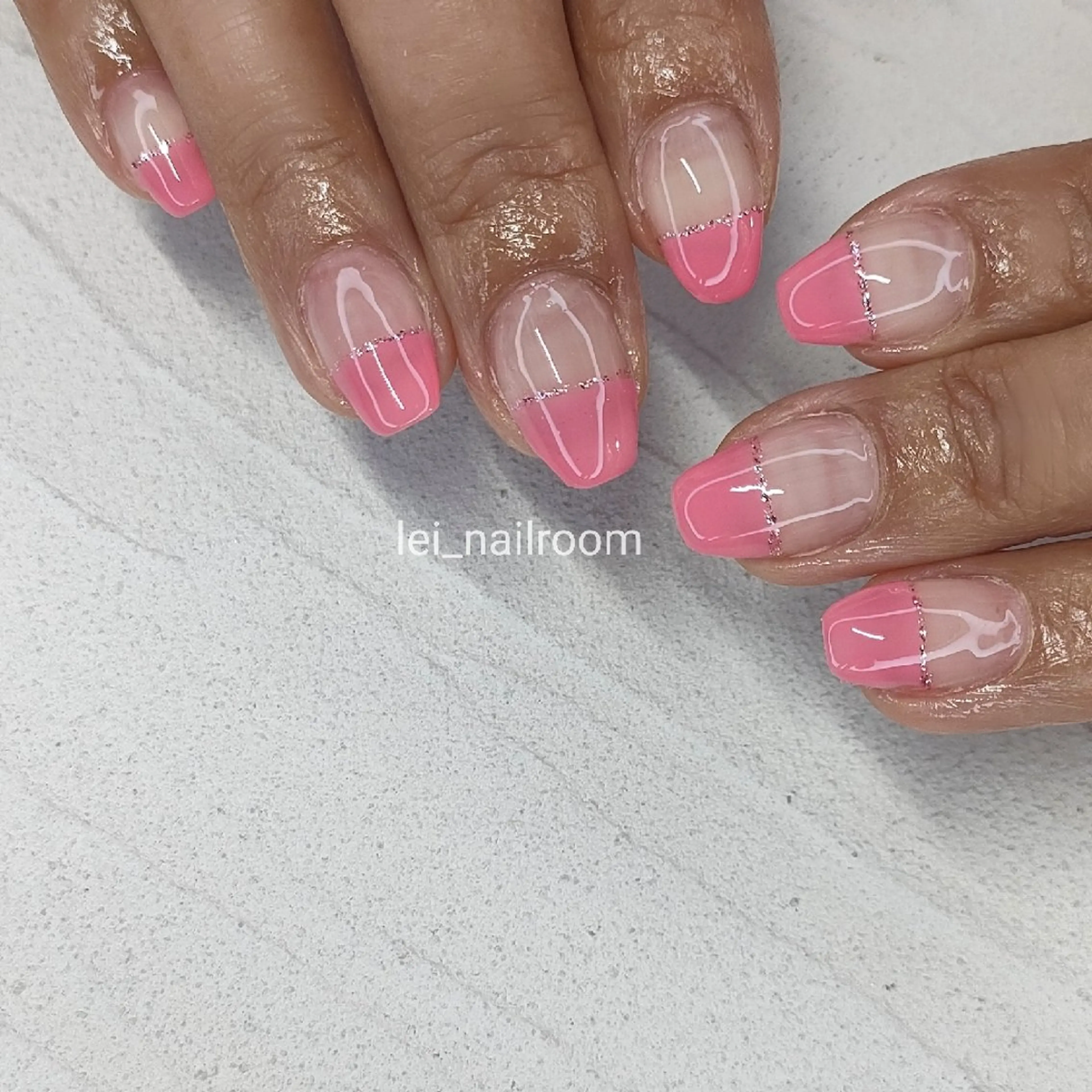 ネイル フレンチネイル キラキラネイル ピンク lei🌼 nailroomのネイルデザイン